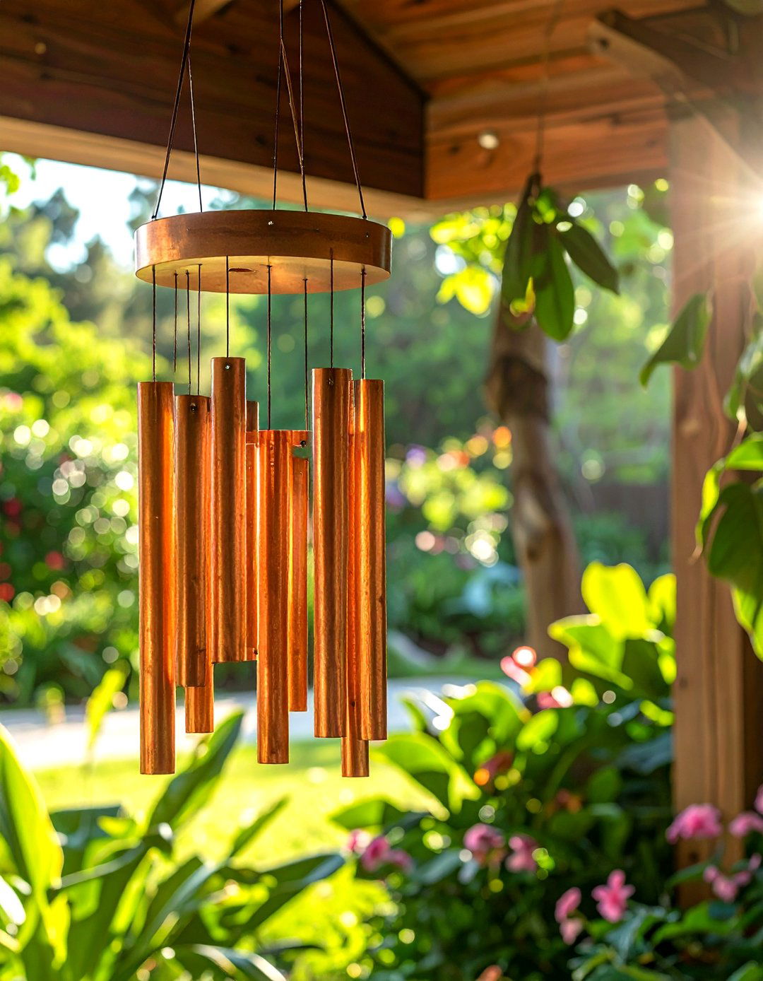 Copper wind chime - 30 copper decor ideas