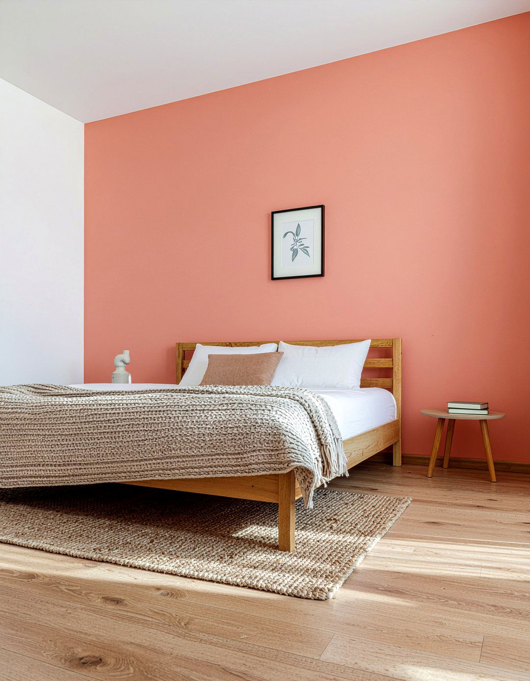 Coral Accent Wall - 30 coral bedroom ideas