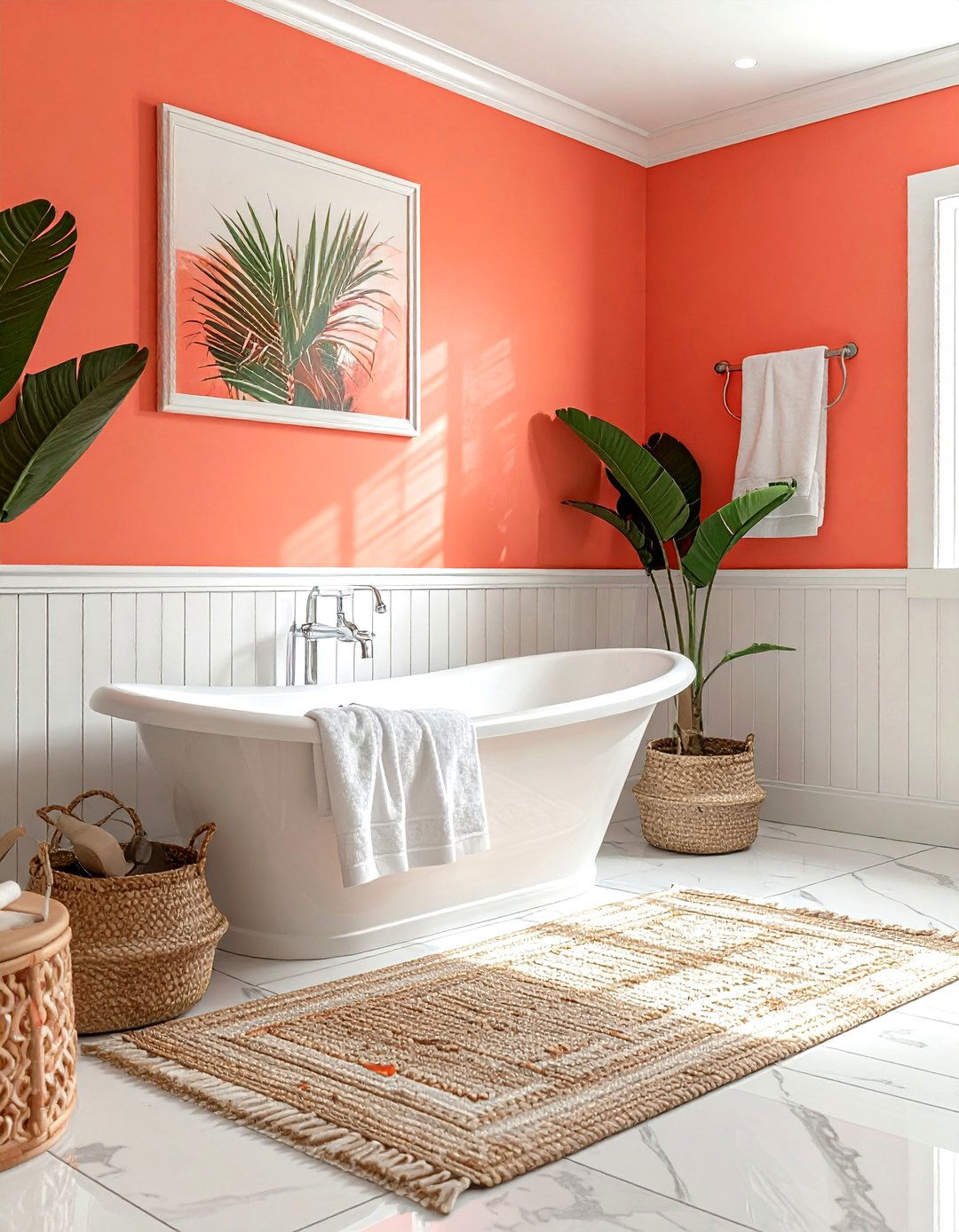 Coral And White Bathroom - 30 orange bathroom ideas