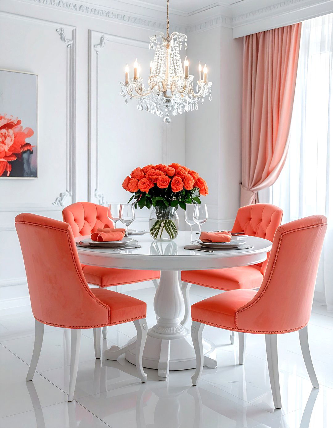 Coral And White Dining Room Decor - 30 orange and white dining room ideas
