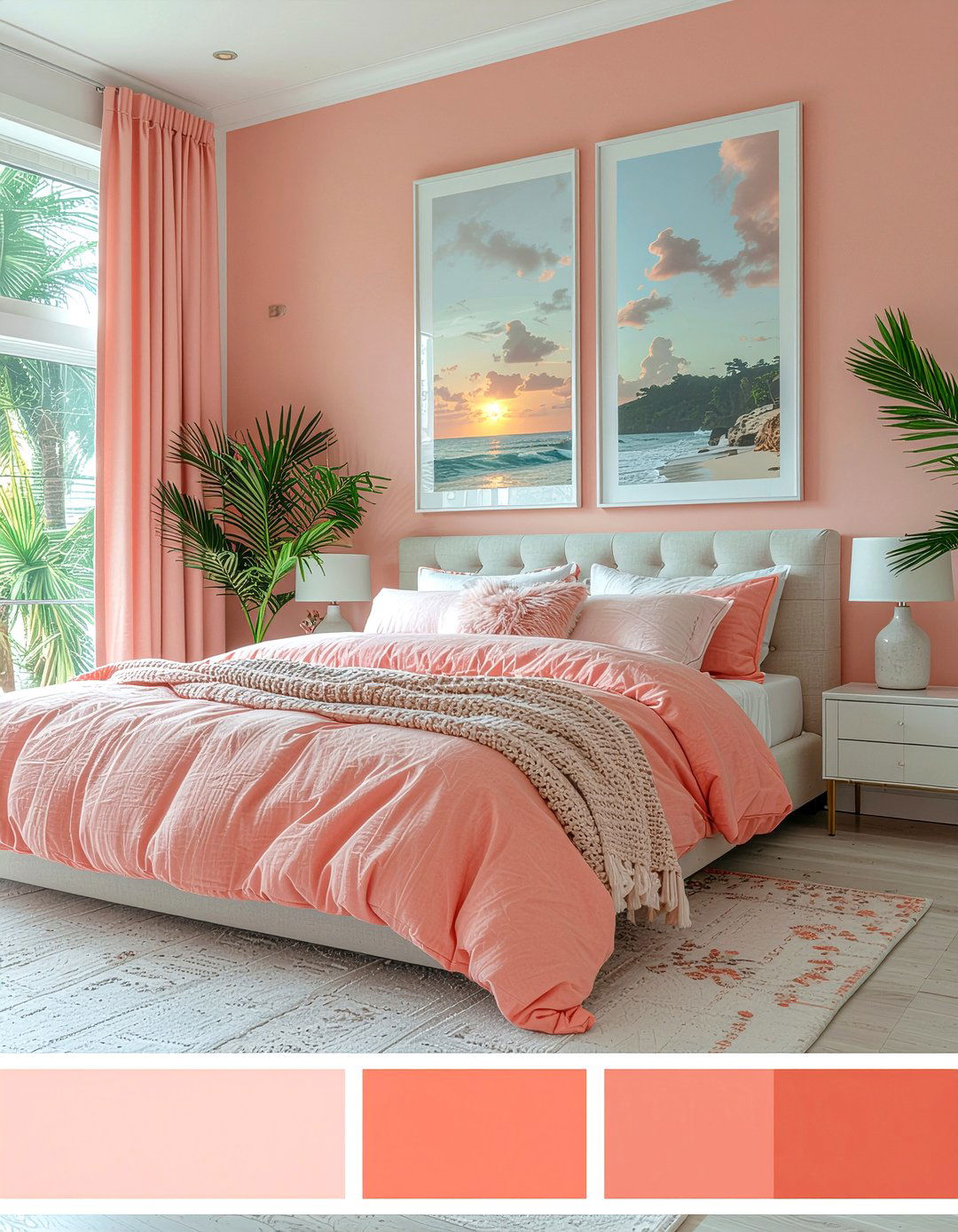 Coral Color Palette - 30 Hawaiian bedroom ideas
