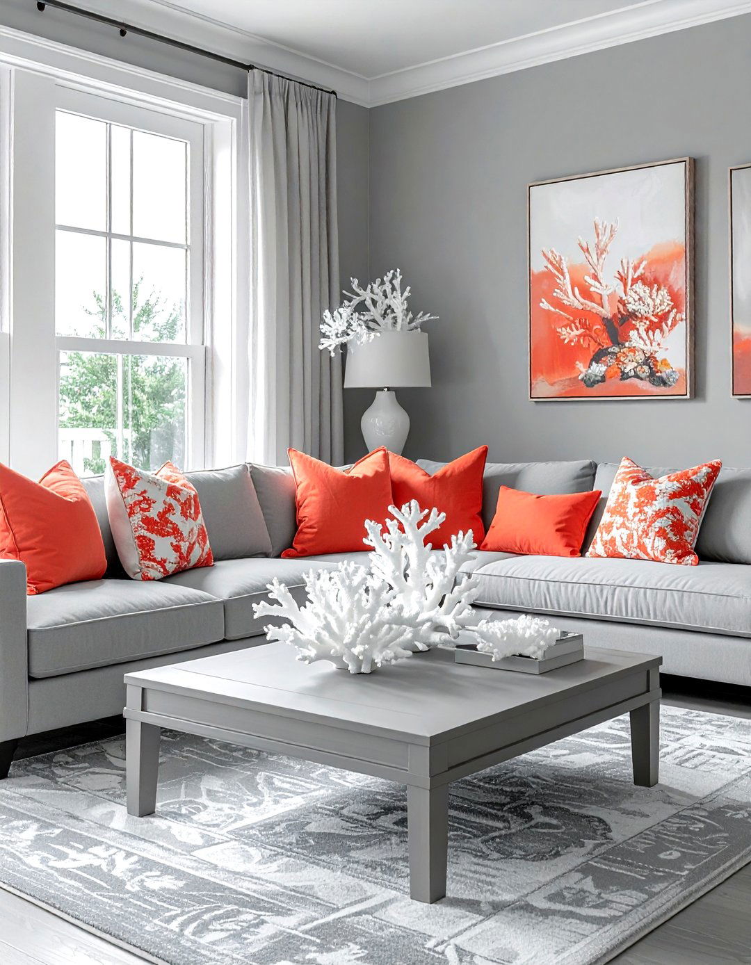 Coral Decor Gray Living Room - 30 coastal gray living room ideas