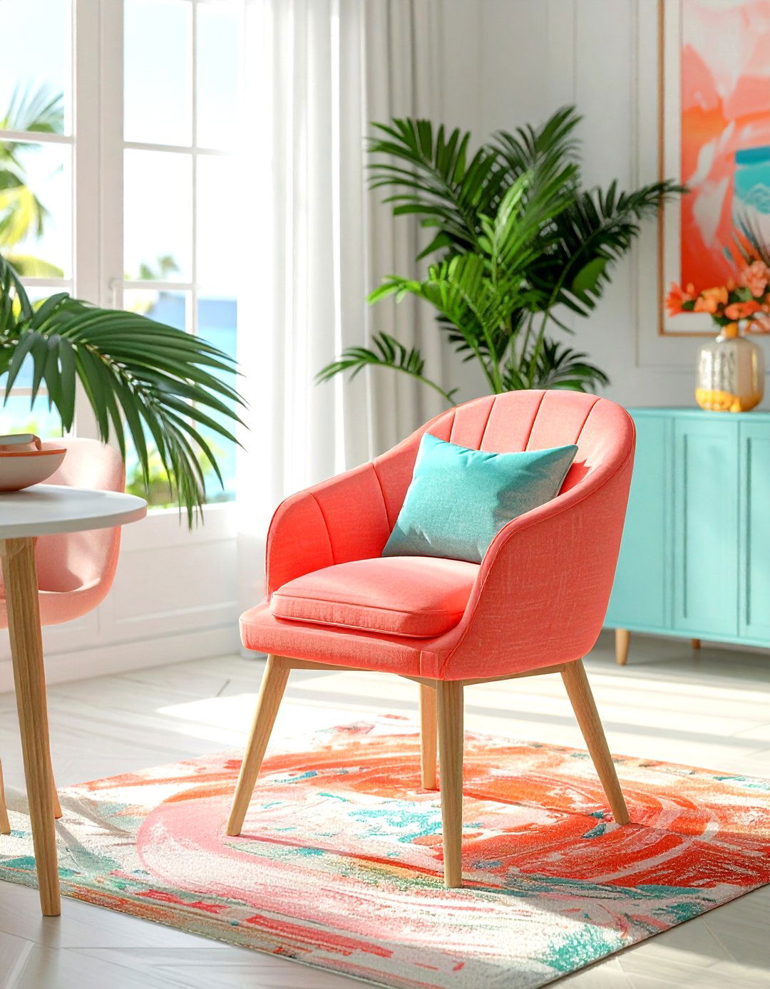 Coral Dining Chair - 30 colorful dining chair ideas