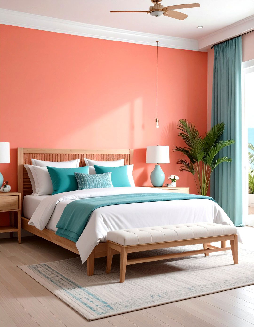 Coral Pink Guest Bedroom - 30 bold color decor ideas