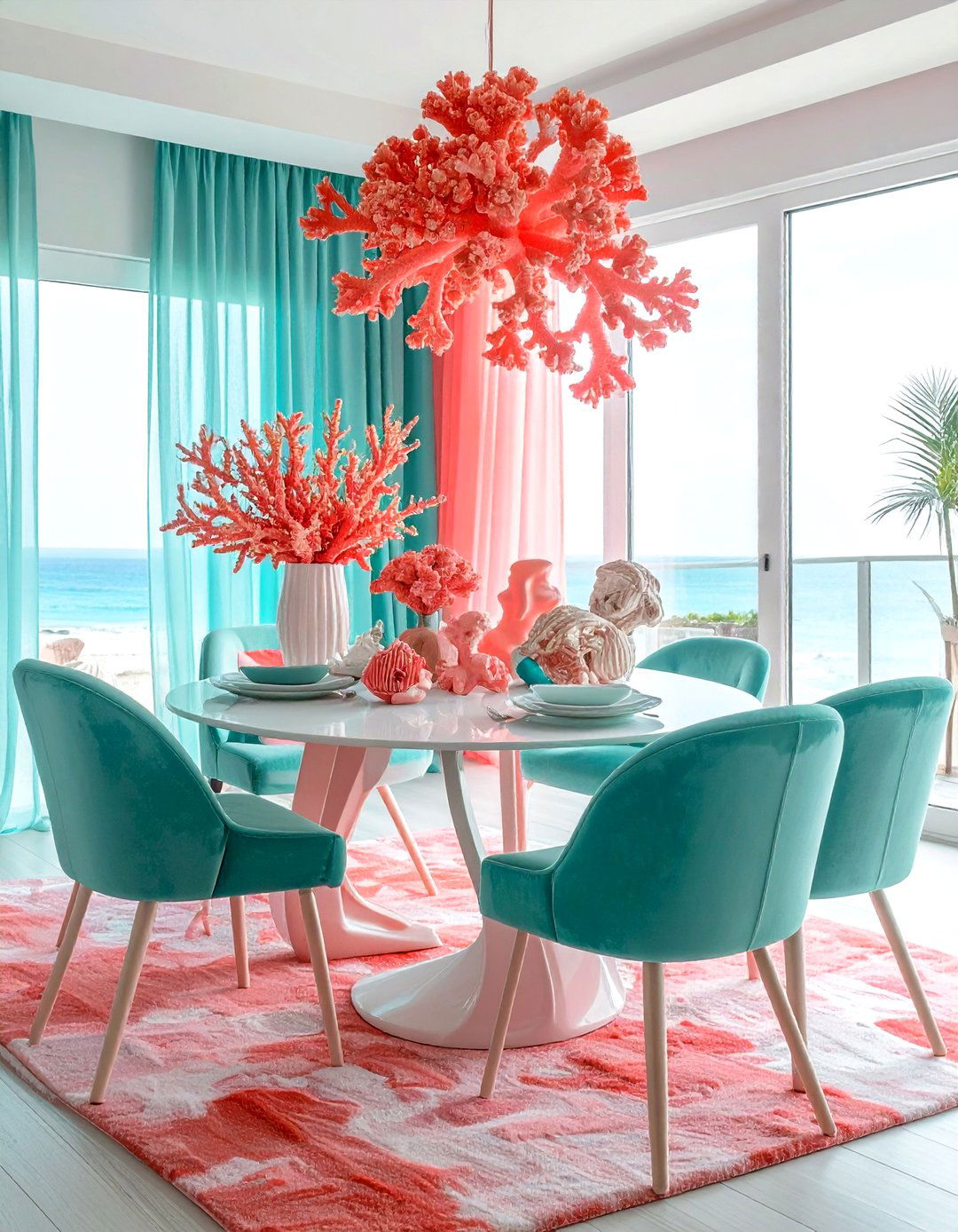 Coral Room Decor - 30 Palm Beach dining room ideas