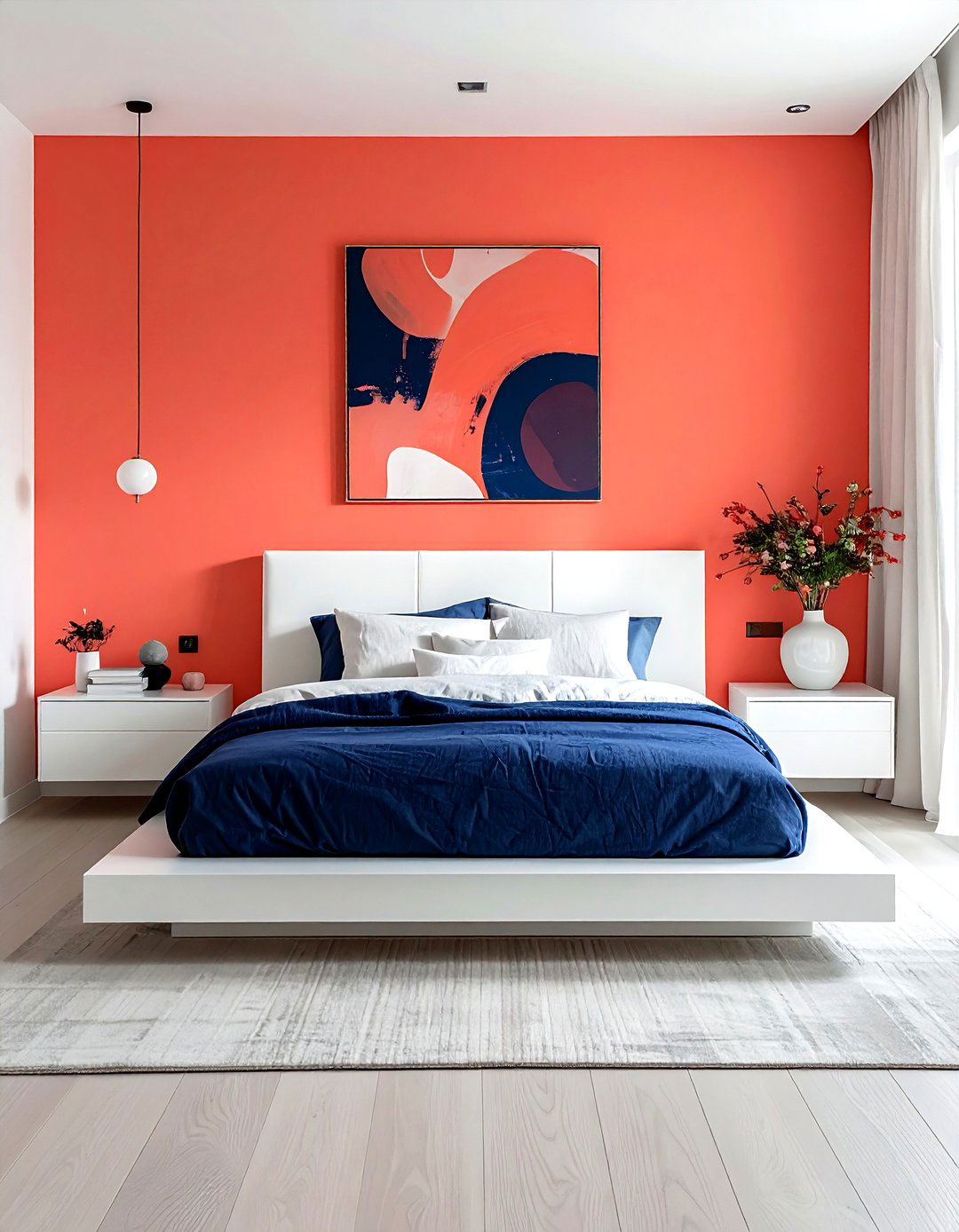 Coral accent wall - 30 coral decor ideas