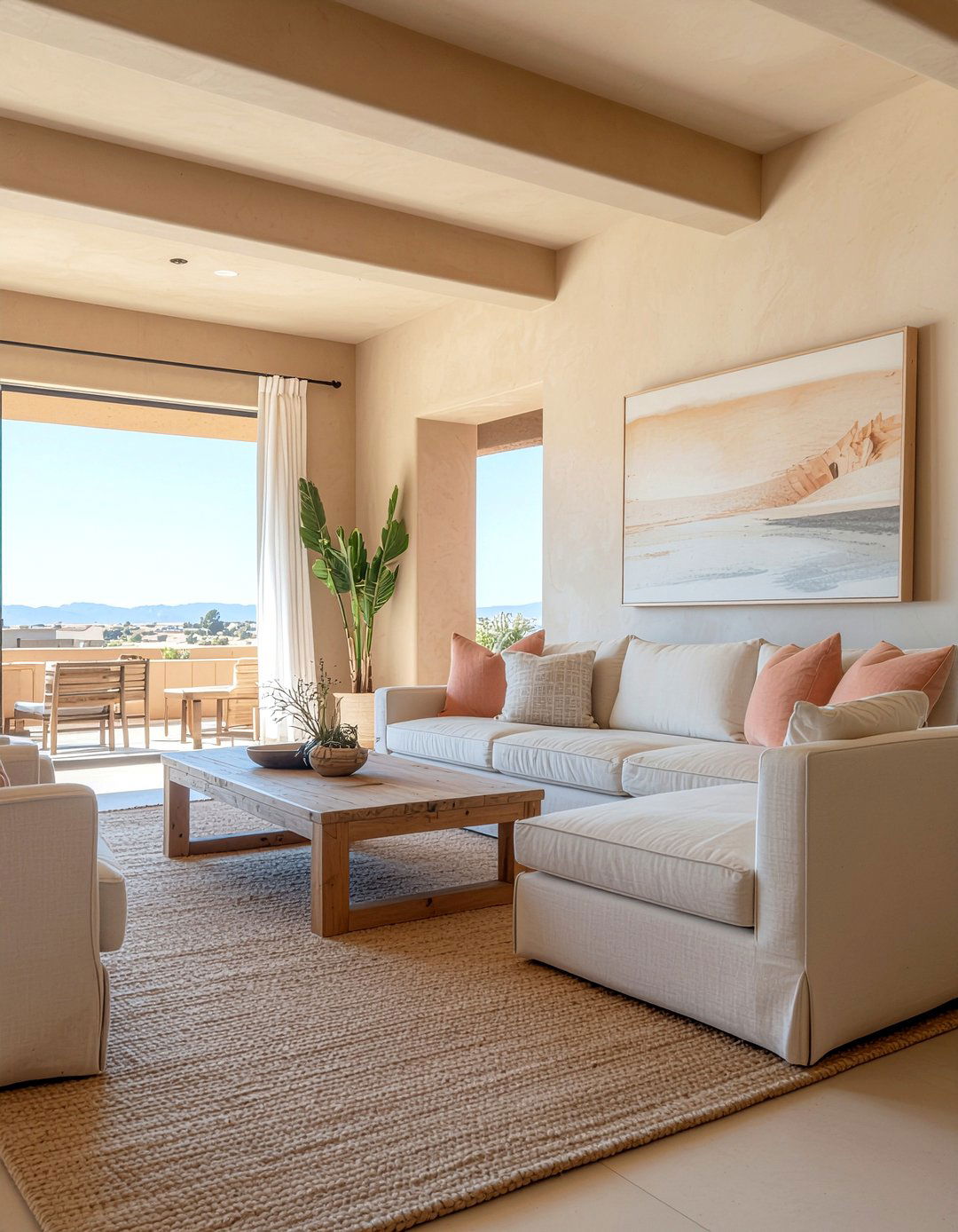 Coral and beige - 30 coral living room ideas