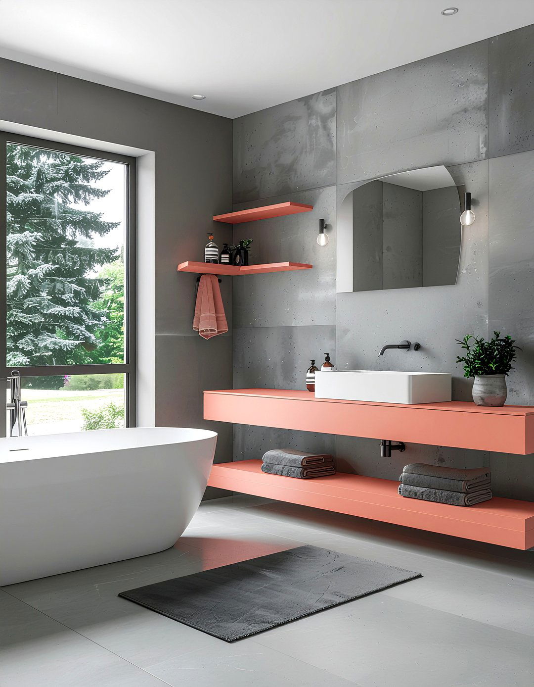 Coral and gray bathroom - 30 coral bathroom ideas