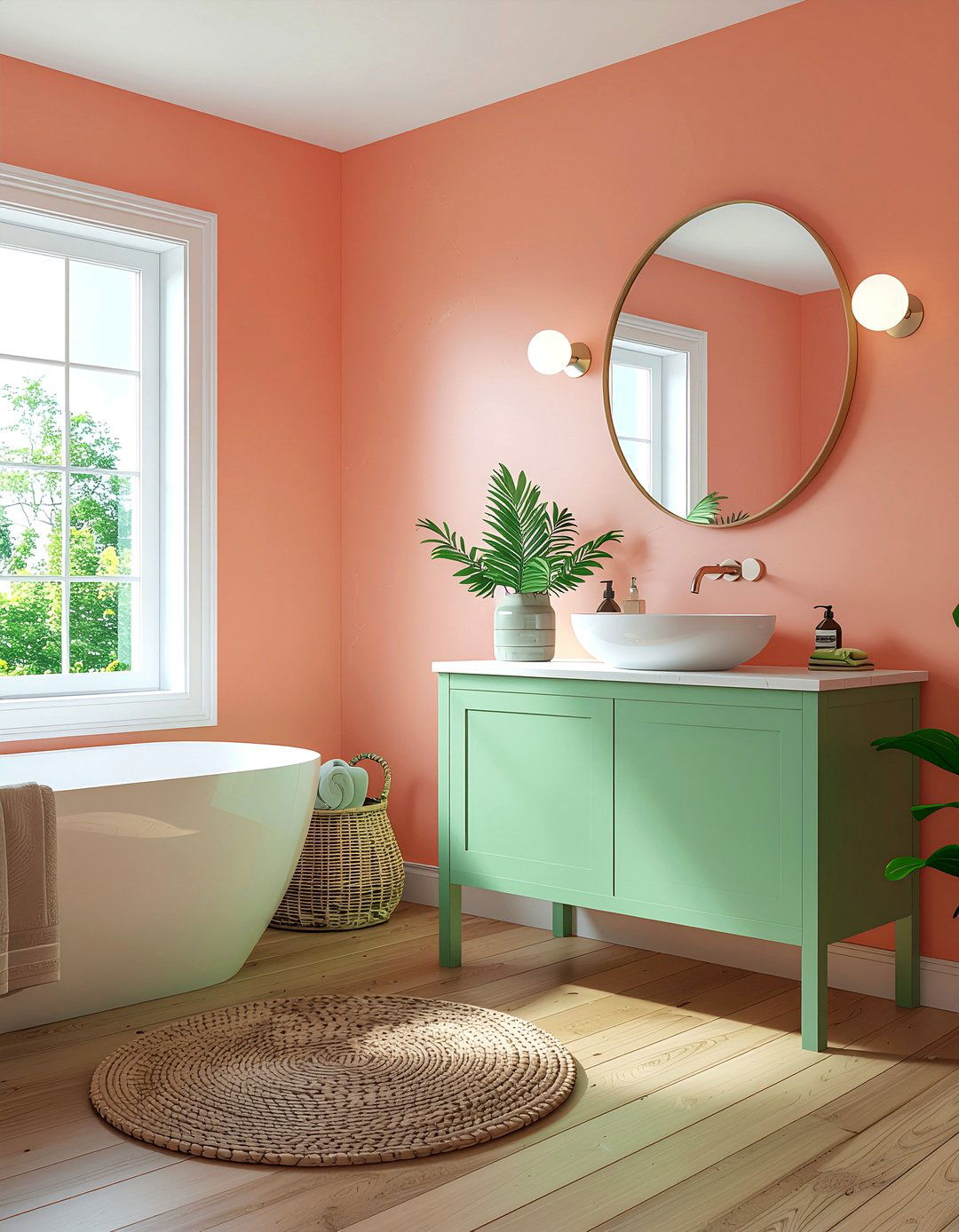 Coral and green bathroom - 30 coral bathroom ideas