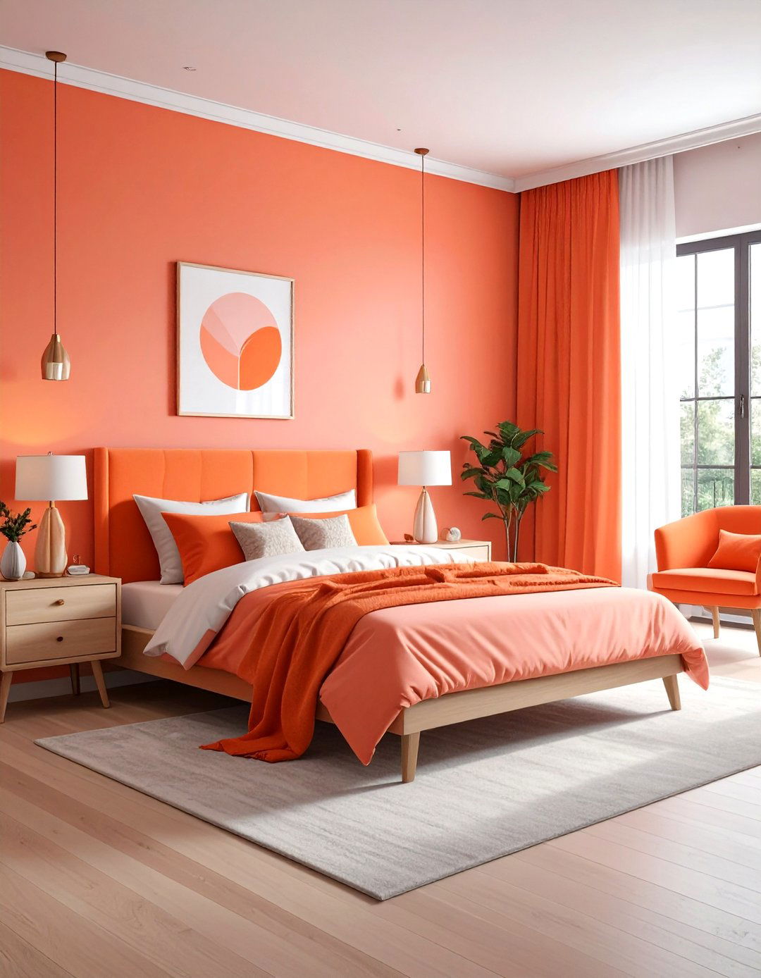 Coral and orange bedroom - 30 bright orange bedroom ideas