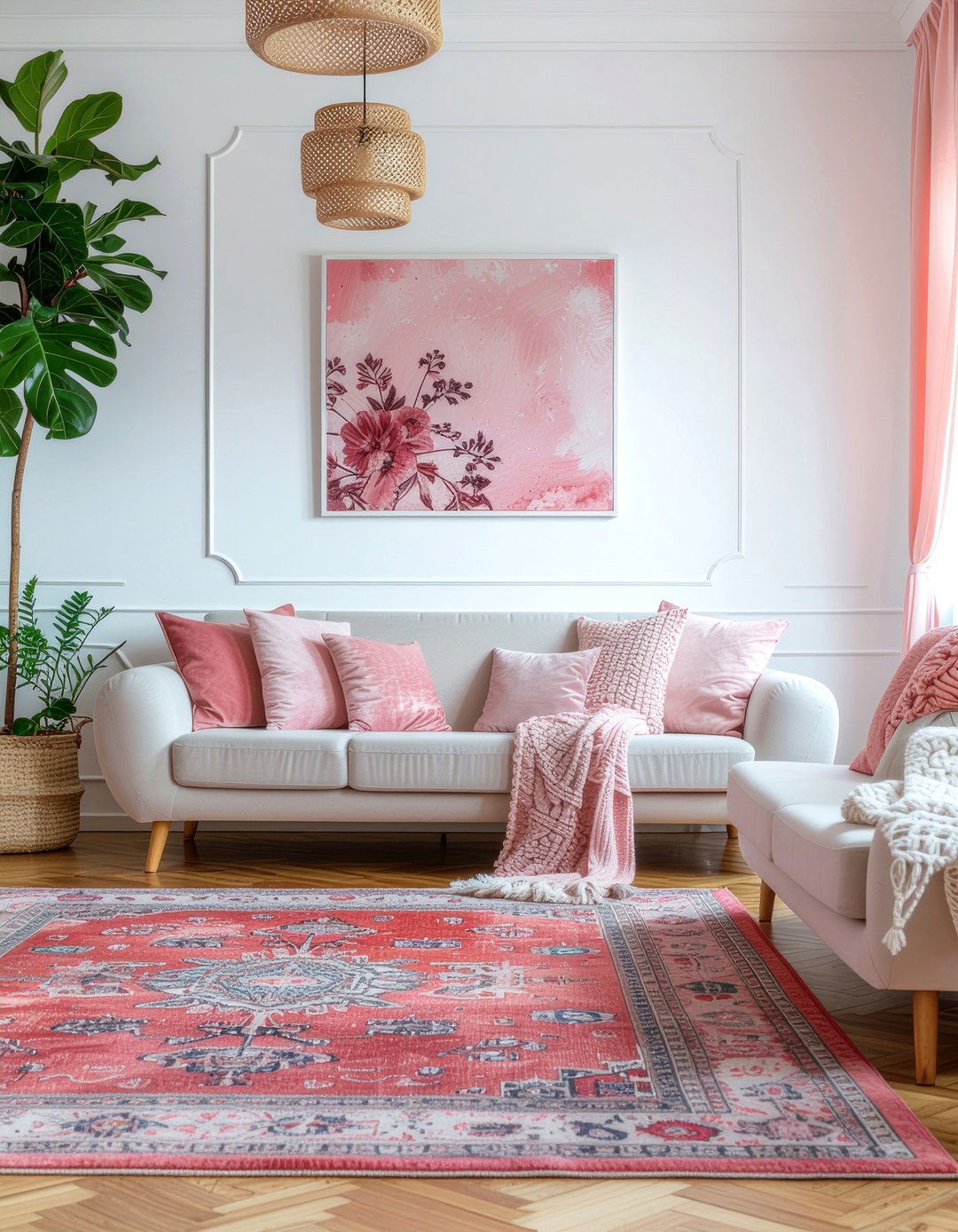 Coral and pink - 30 coral living room ideas