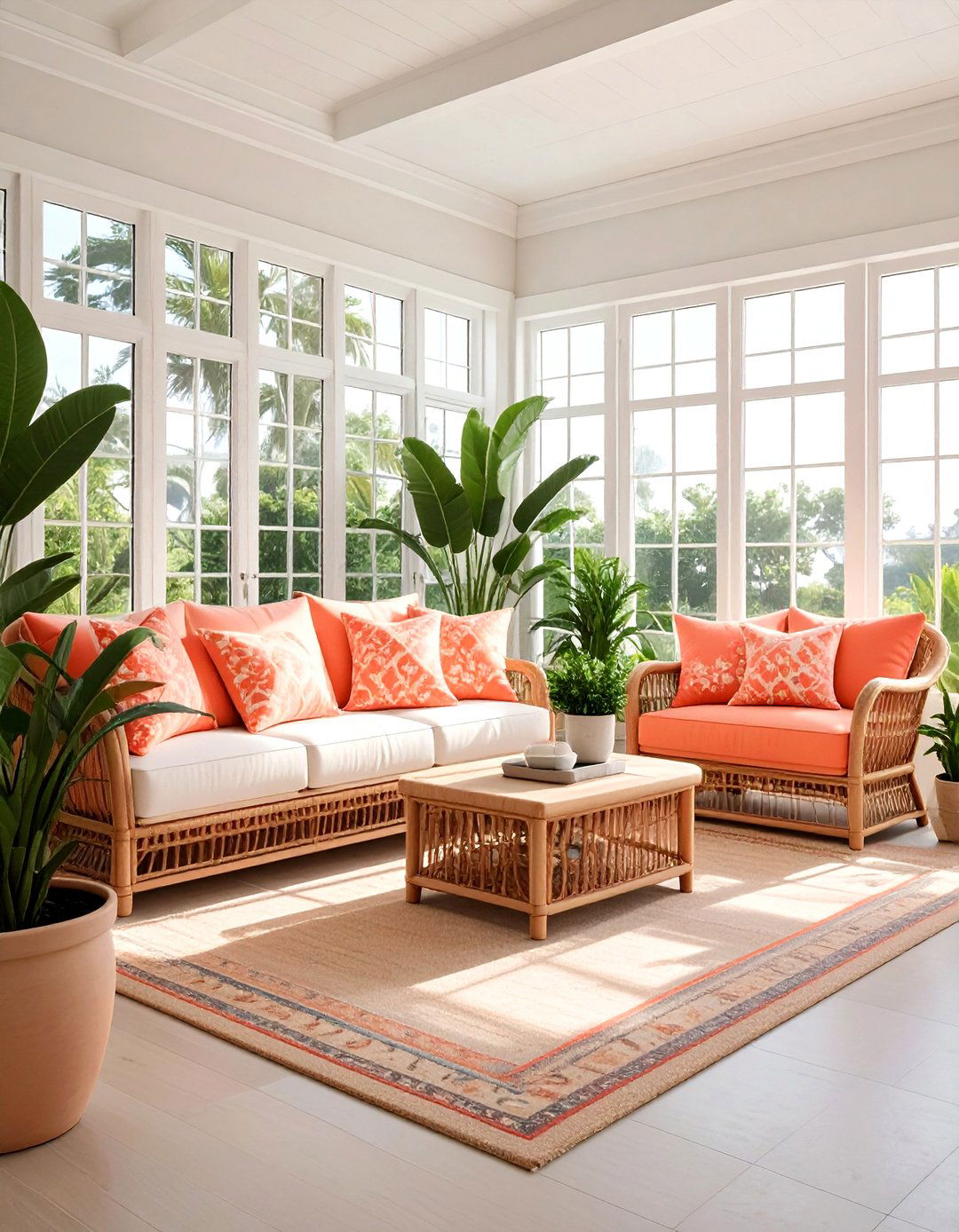 Coral and sand sunroom - 30 warm color scheme ideas