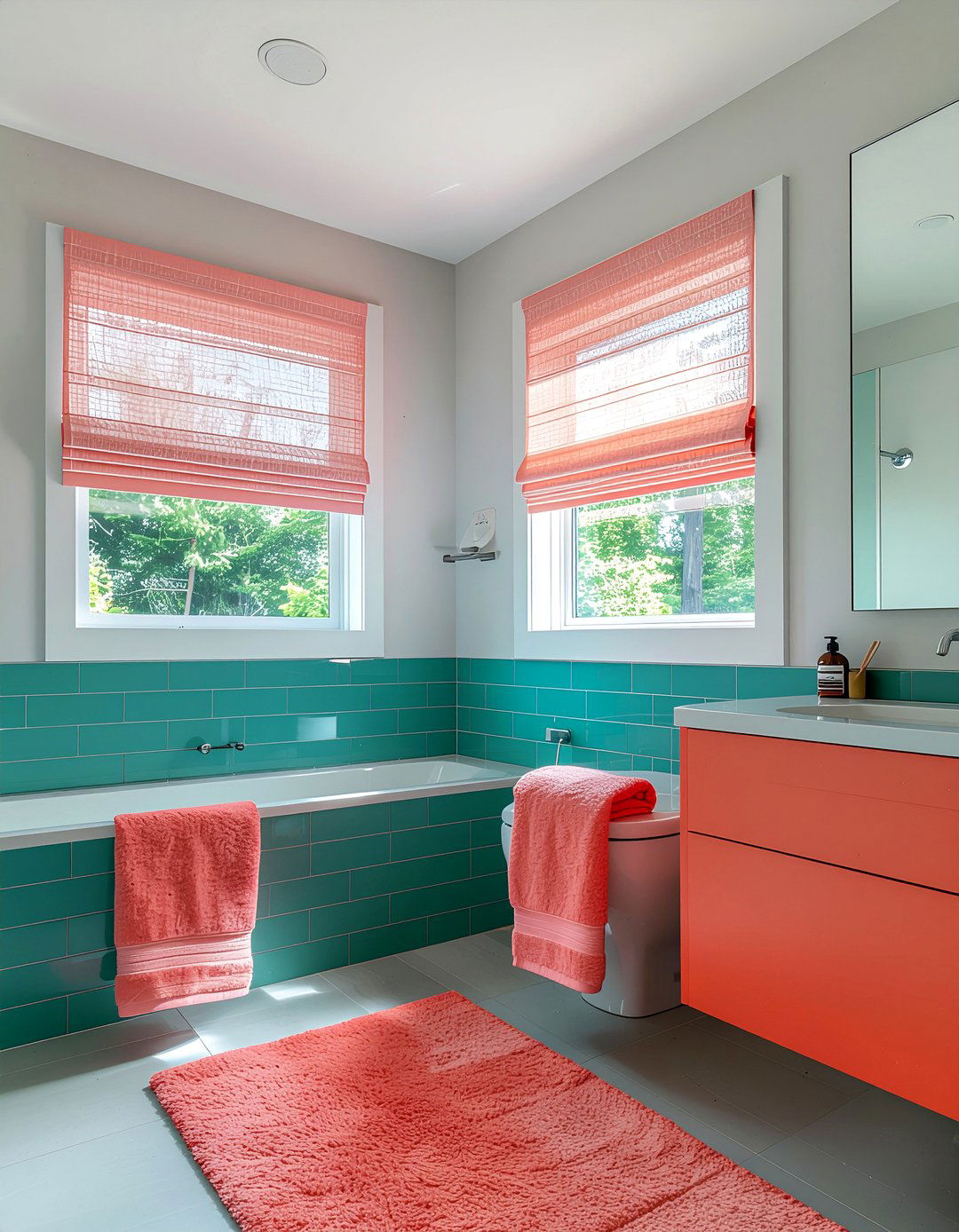 Coral and teal bathroom - 30 coral bathroom ideas
