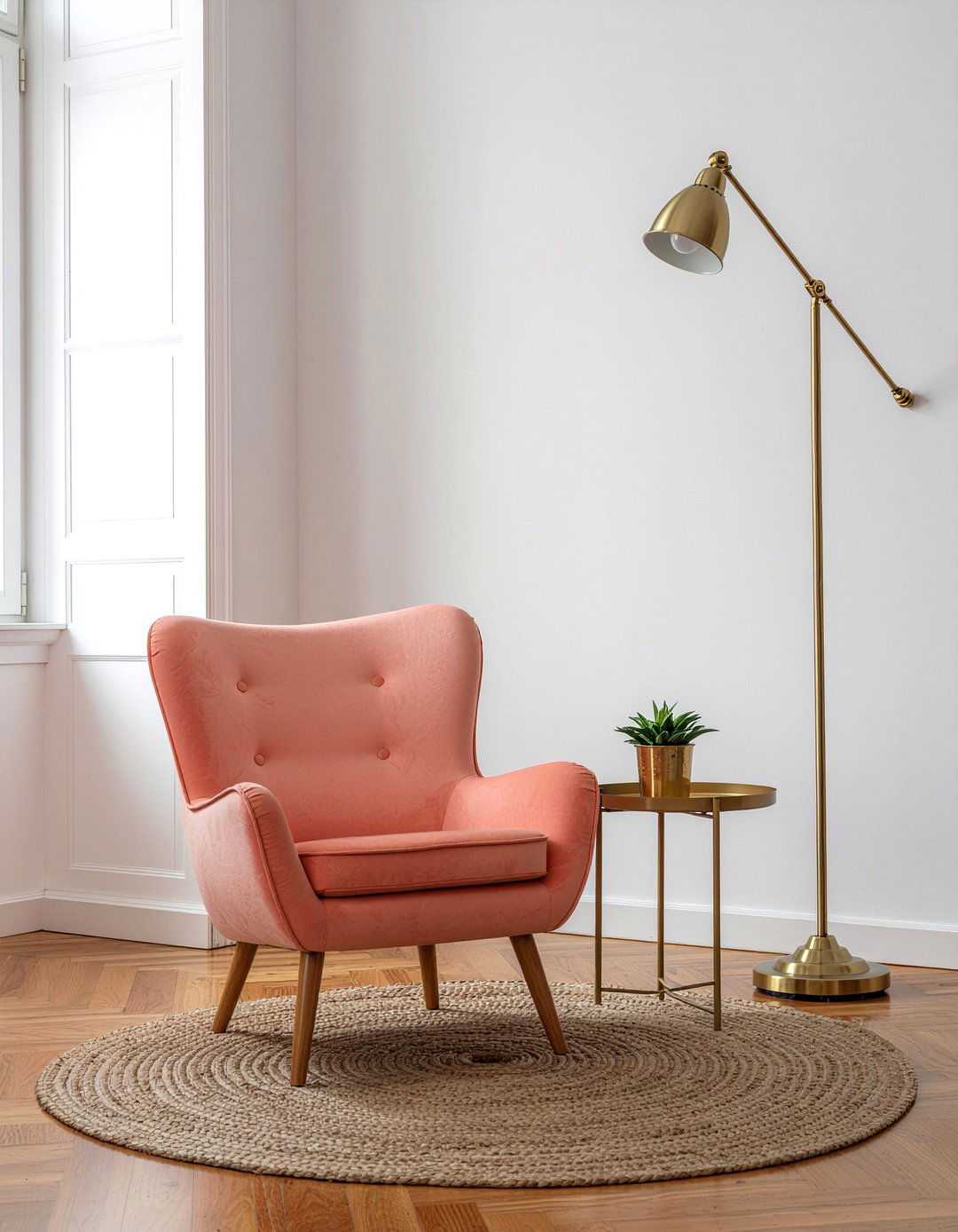 Coral armchair - 30 coral living room ideas