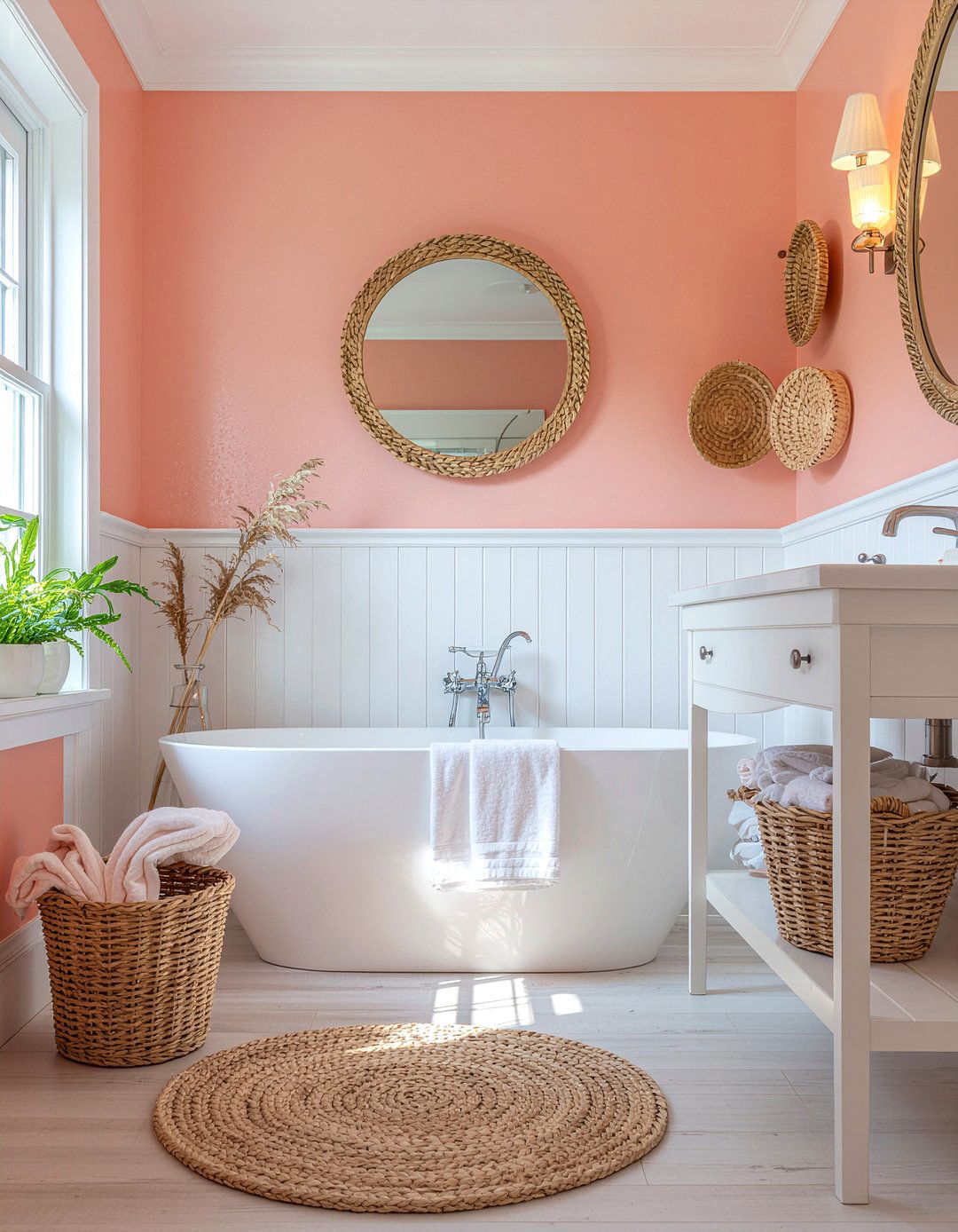 Coral bathroom - 30 small bathroom color ideas