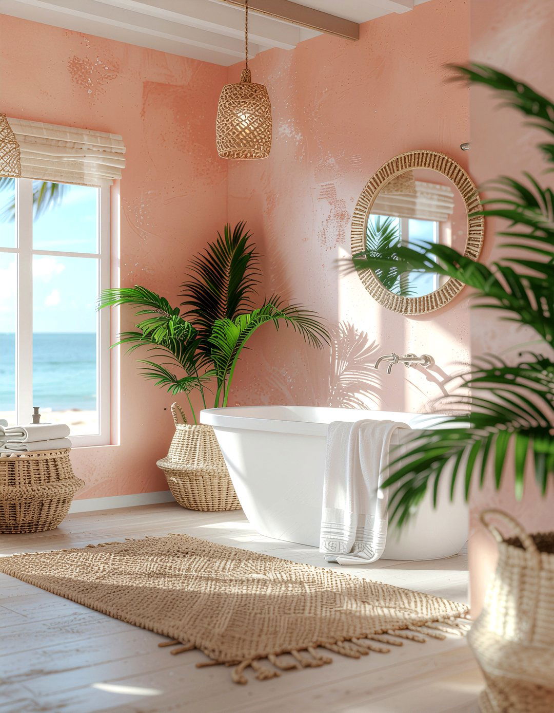Coral beach house bathroom - 30 coral bathroom ideas