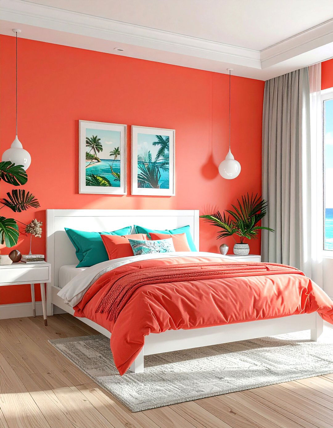 Coral bedroom - 30 bedroom paint ideas