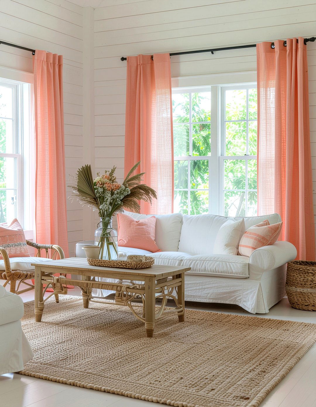 Coral coastal decor - 30 coral living room ideas
