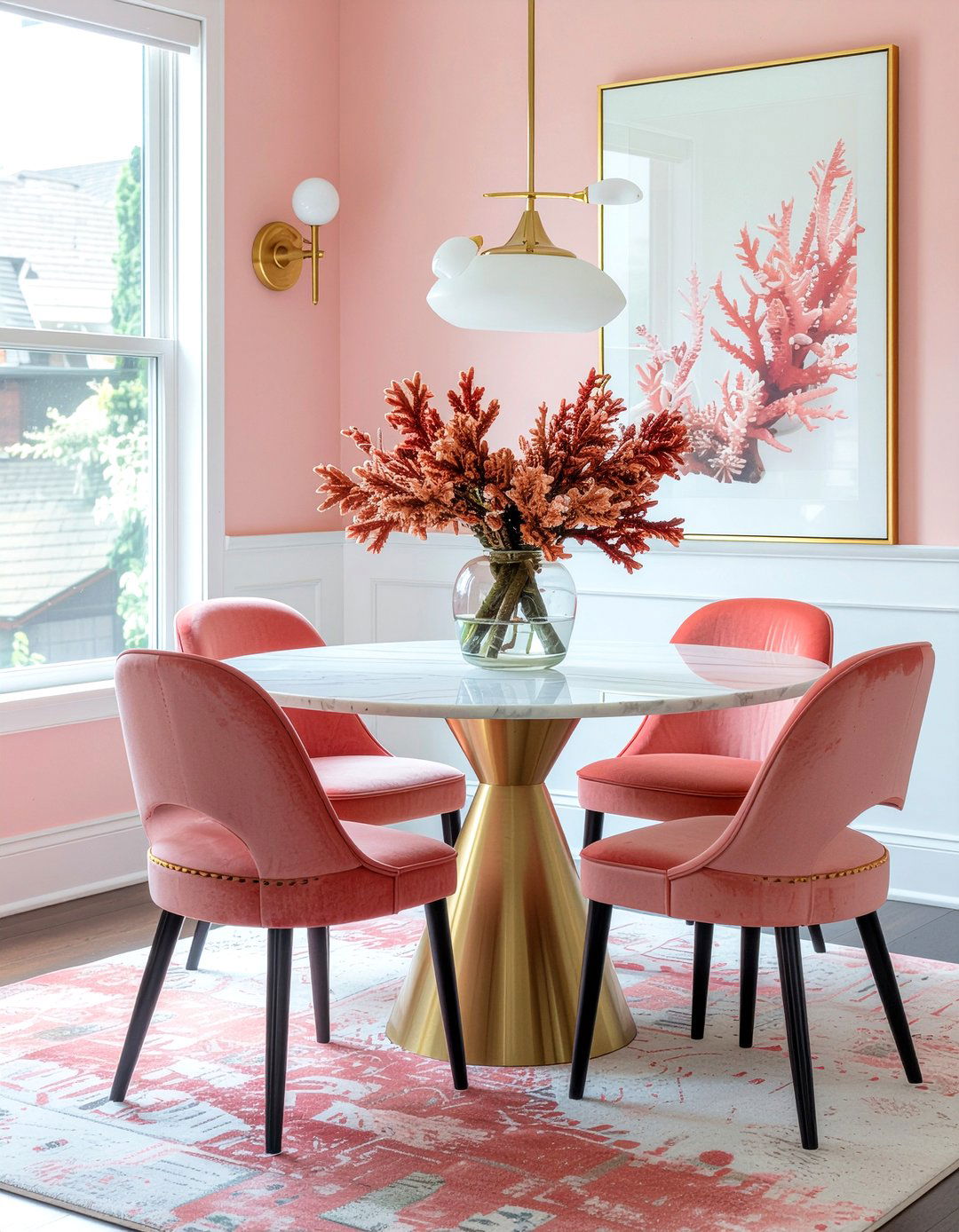 Coral dining room decor - 30 orange dining room ideas