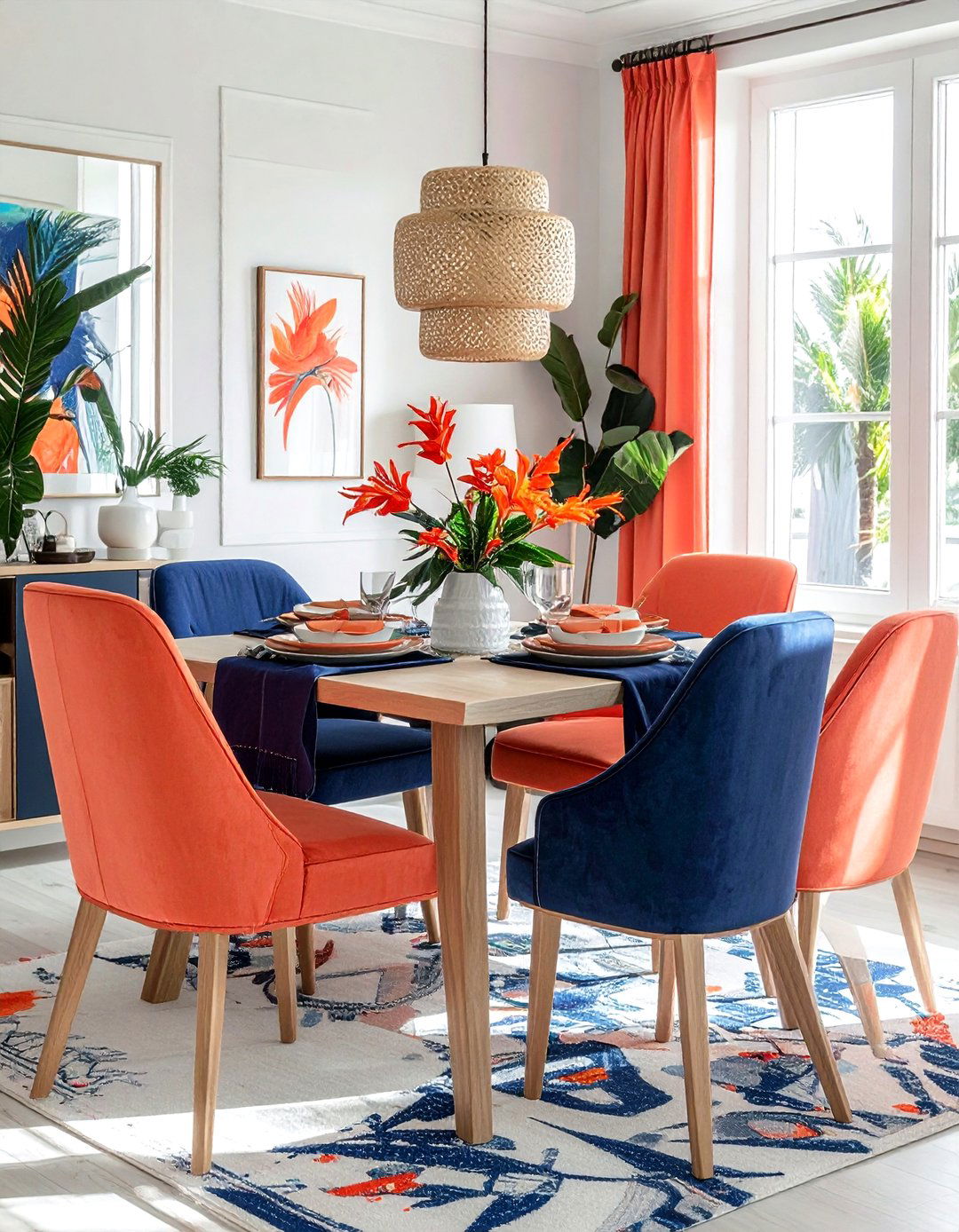 Coral dining room decor - 30 colorful dining room ideas