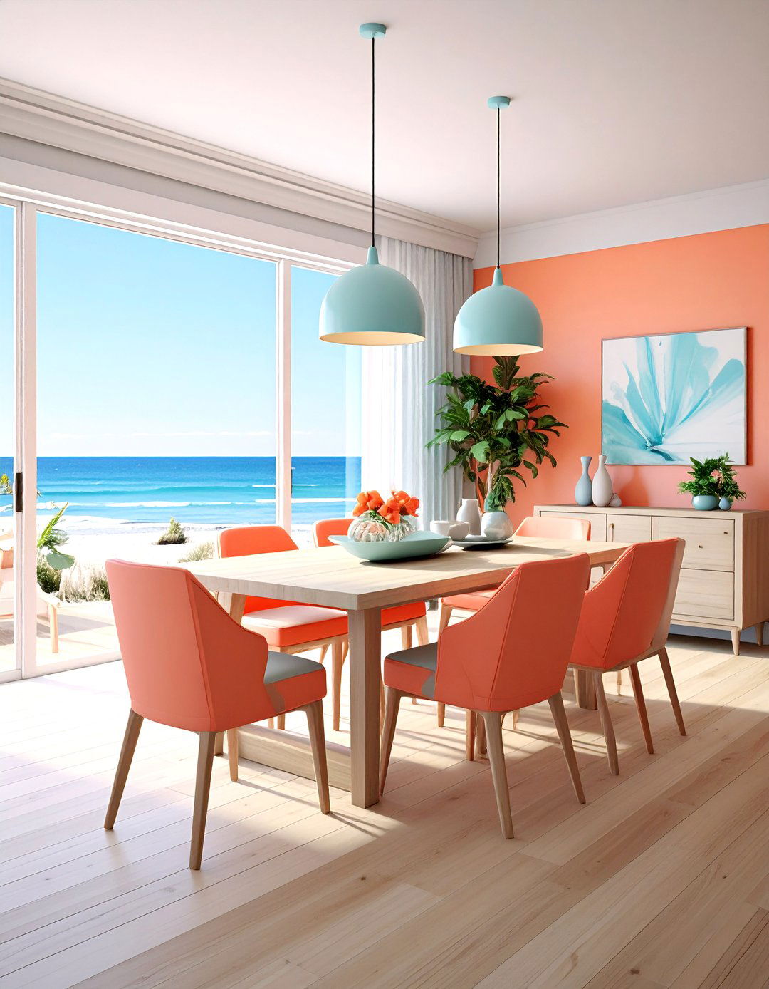 Coral dining room furniture - 30 orange dining room decor ideas