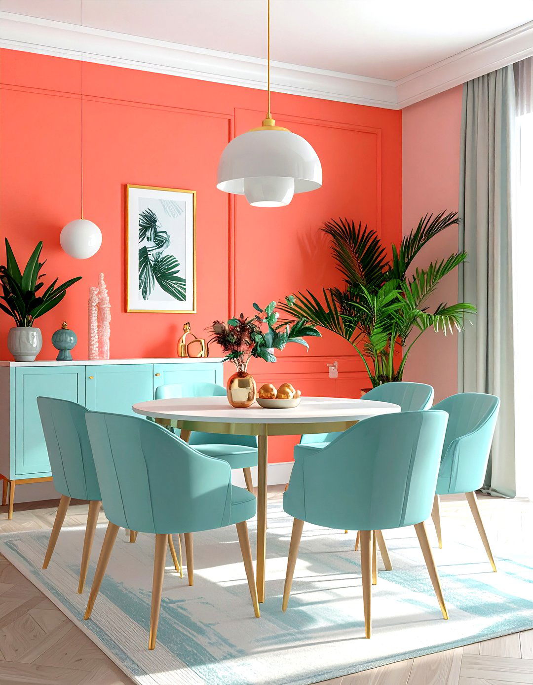 Coral dining room - 30 dining room accent color ideas