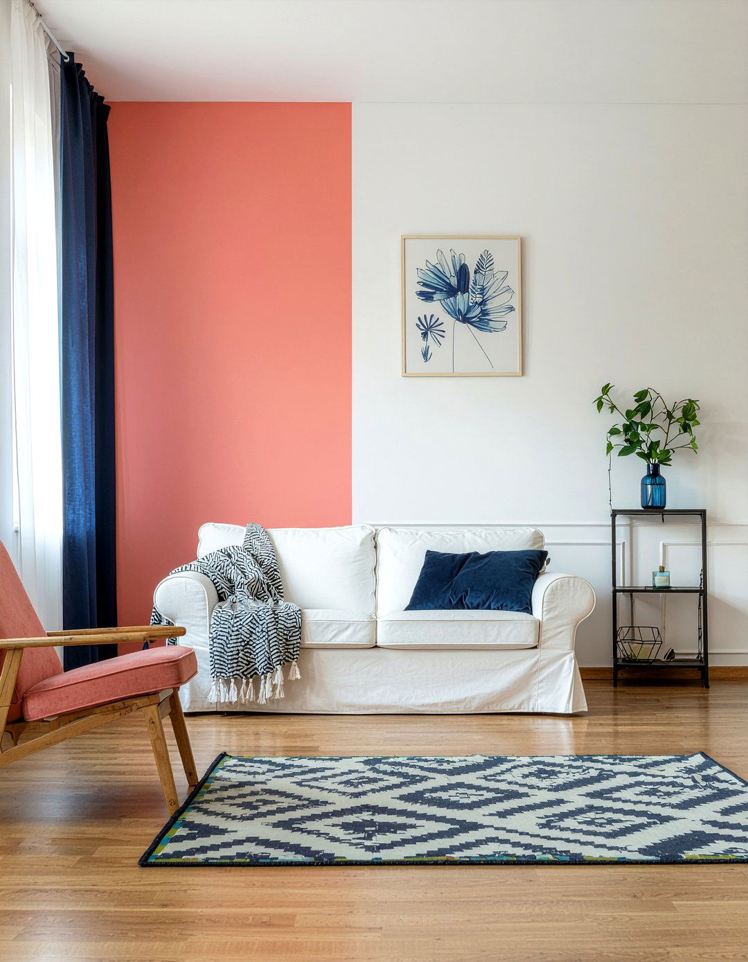 Coral half painted wall - 30 living room half painted walls