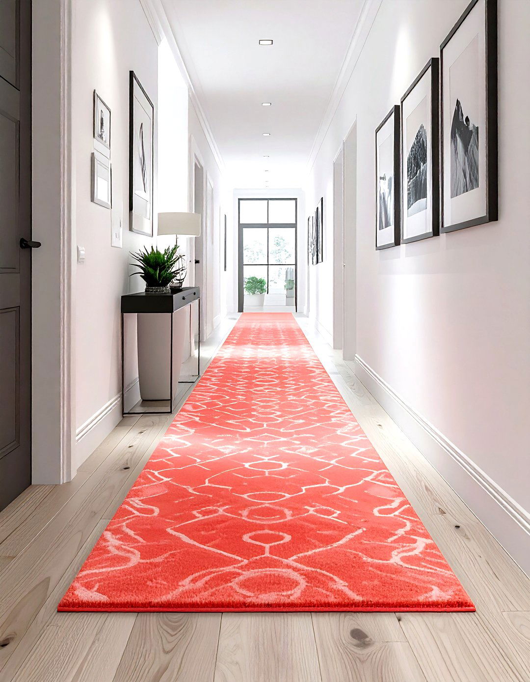 Coral hallway runner - 30 coral decor ideas