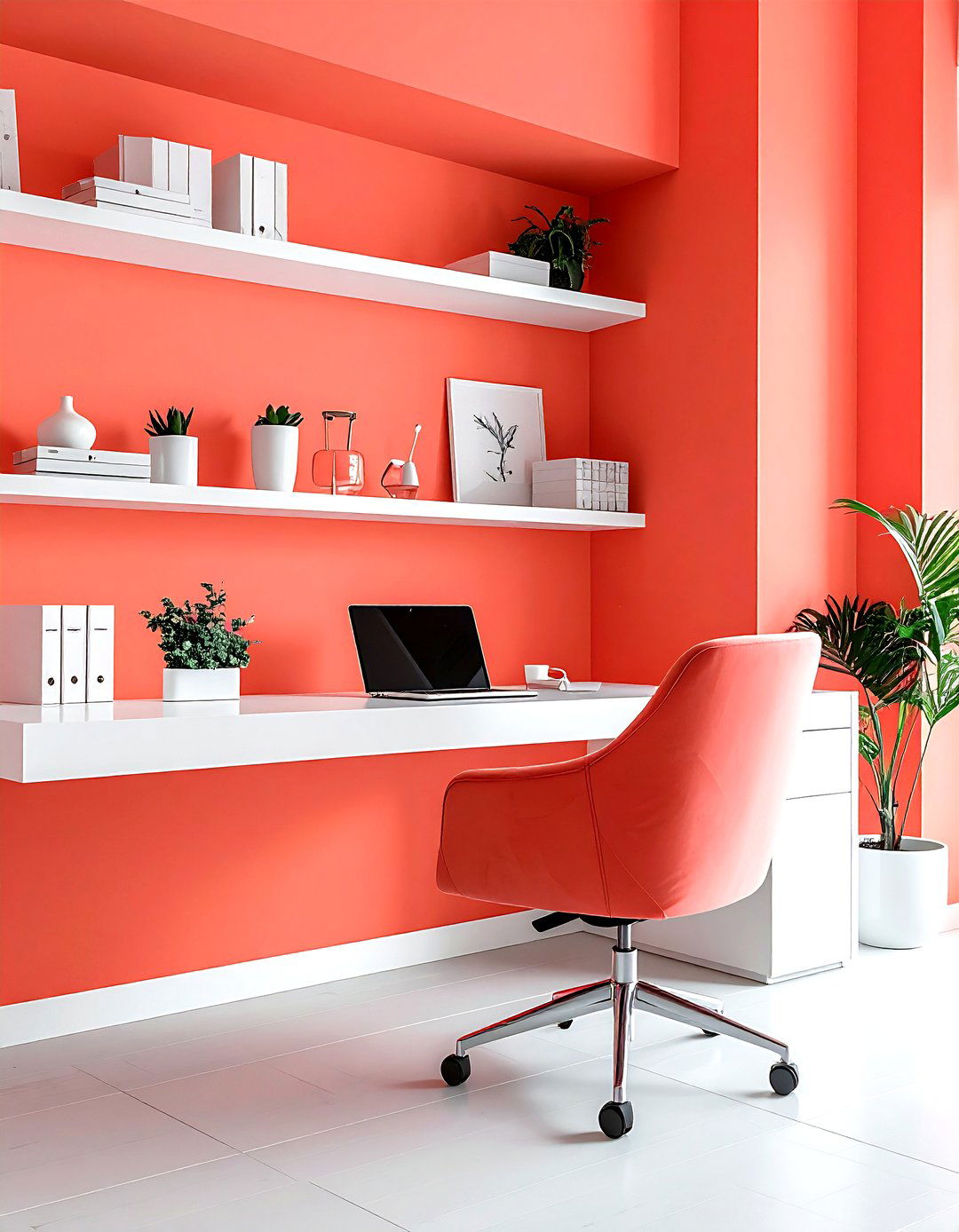 Coral home office - 30 coral decor ideas