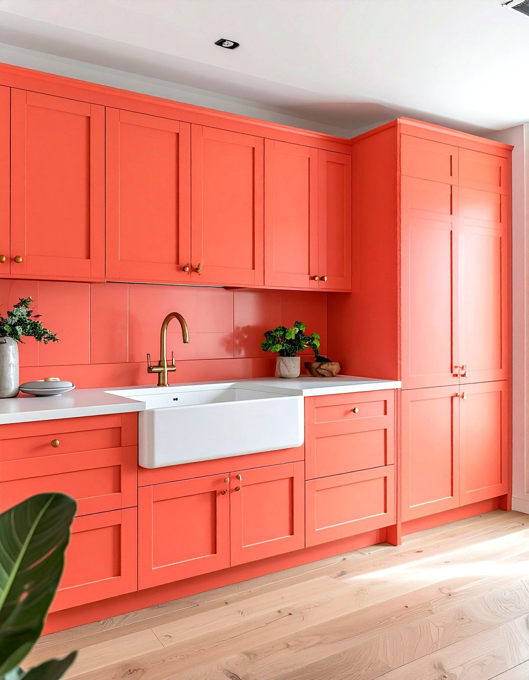Coral kitchen cabinets - 30 coral decor ideas