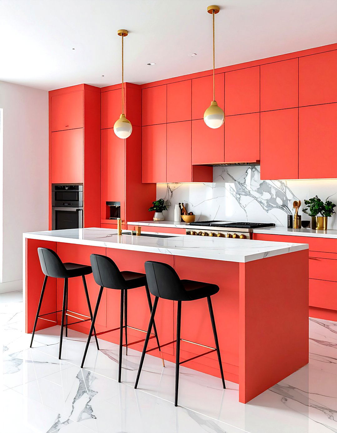Coral kitchen island - 30 coral decor ideas