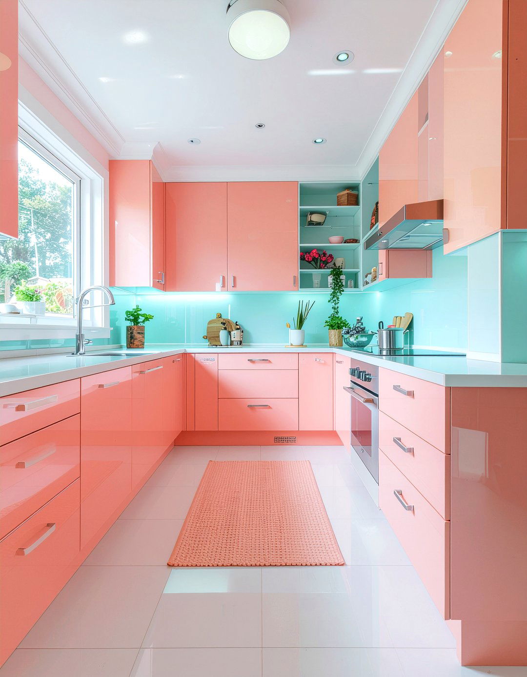 Coral kitchen walls - 30 orange kitchen ideas