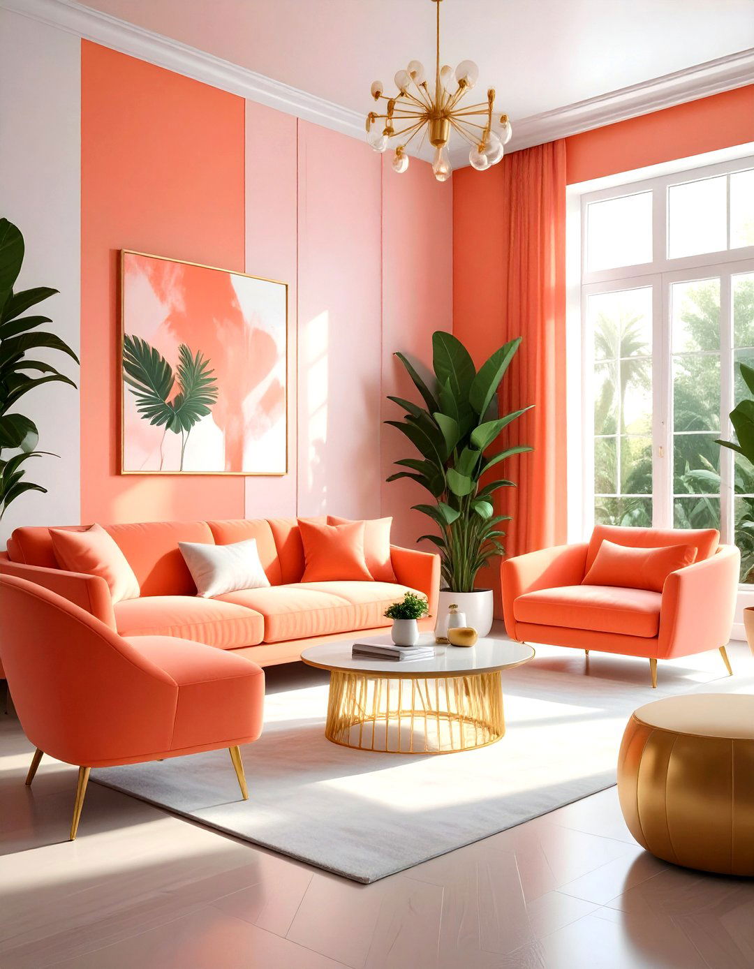 Coral living room - 30 living room paint ideas