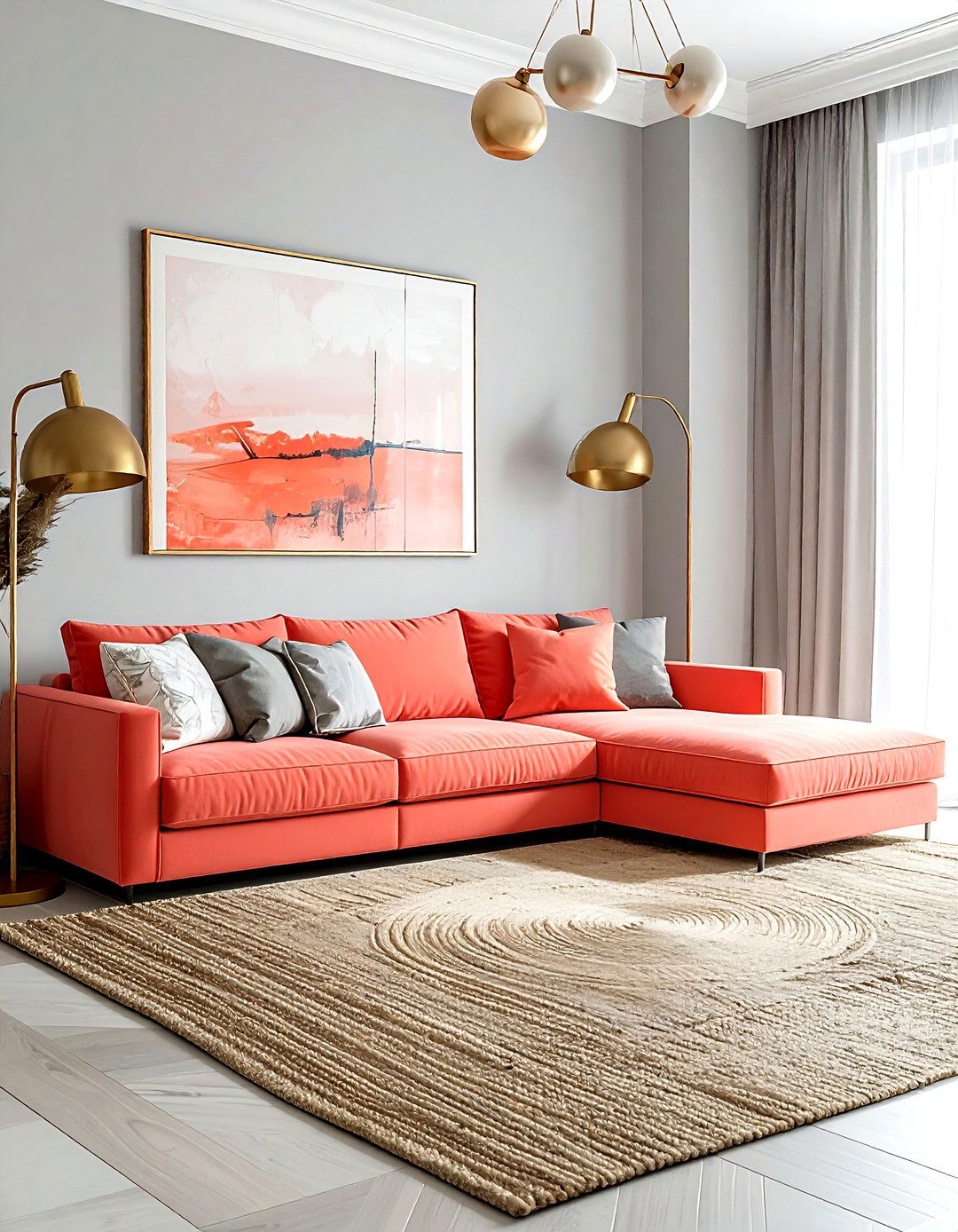Coral living room - 30 coral decor ideas