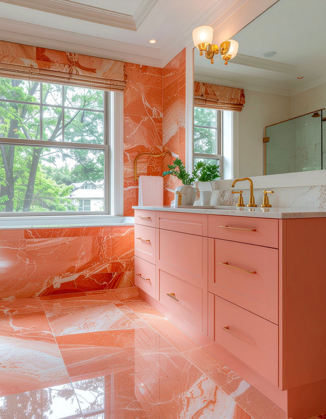 Coral marble bathroom - 30 coral bathroom ideas