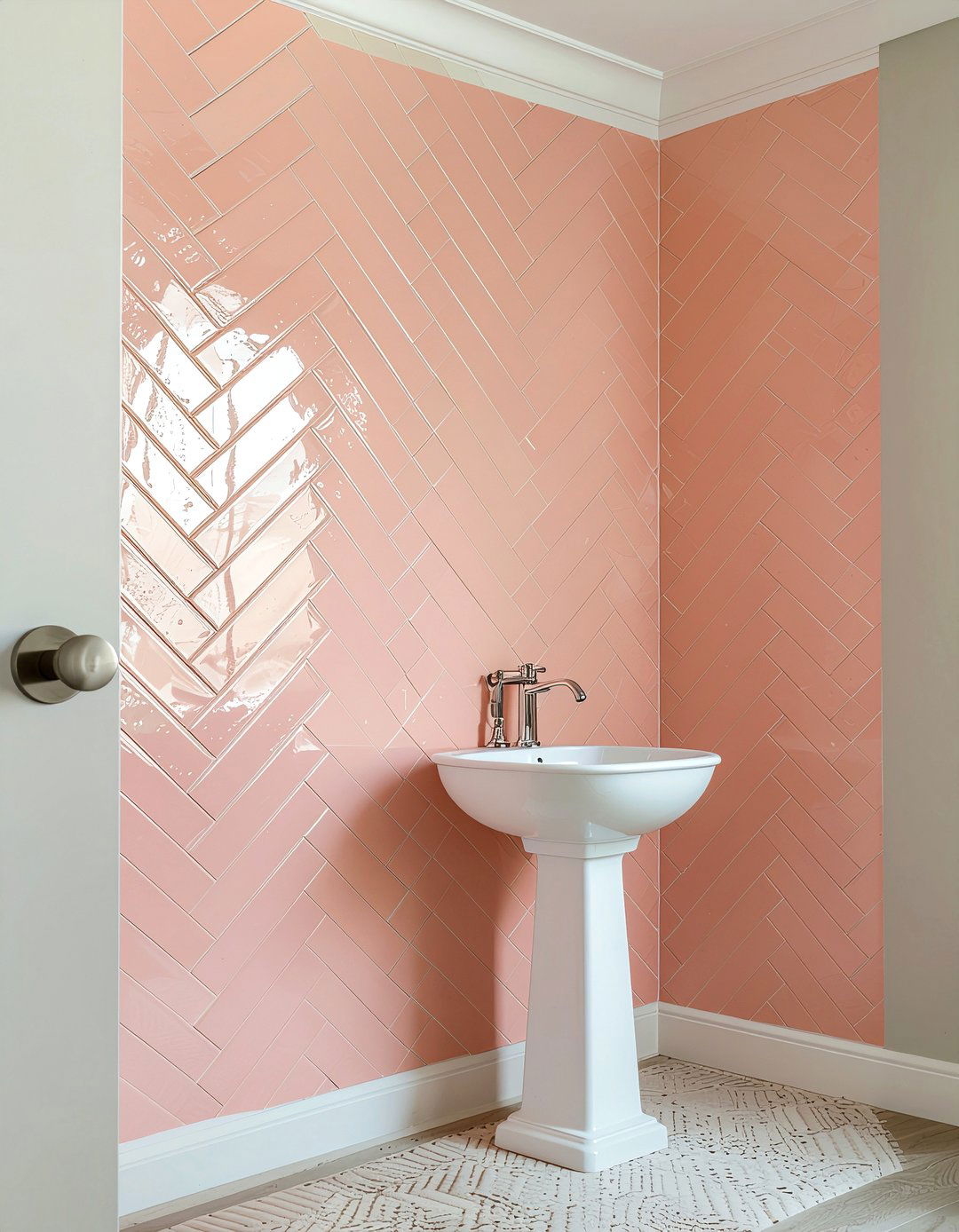 Coral pink bathroom tile - 30 coral bathroom ideas