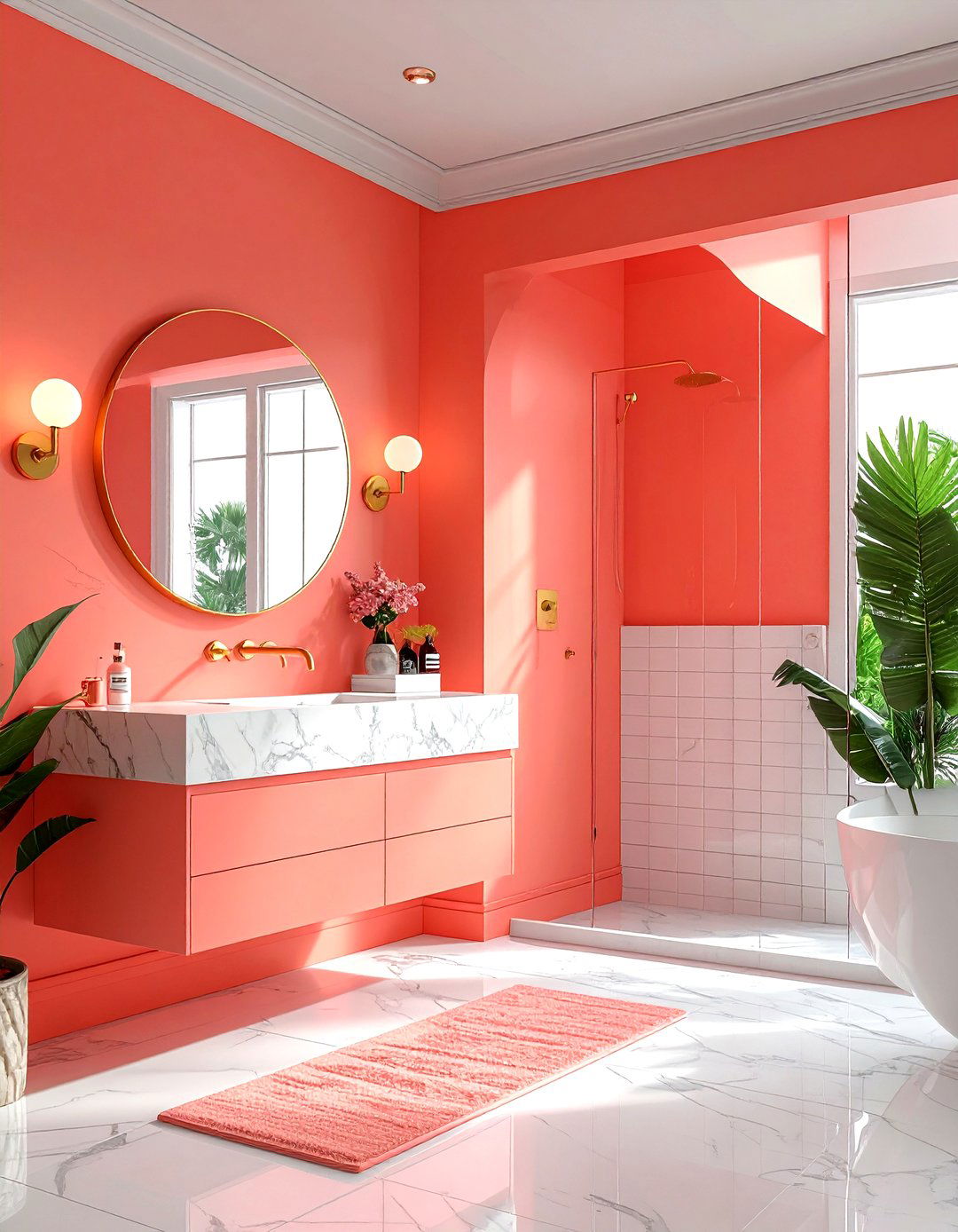 Coral pink bathroom - 30 bold paint color ideas