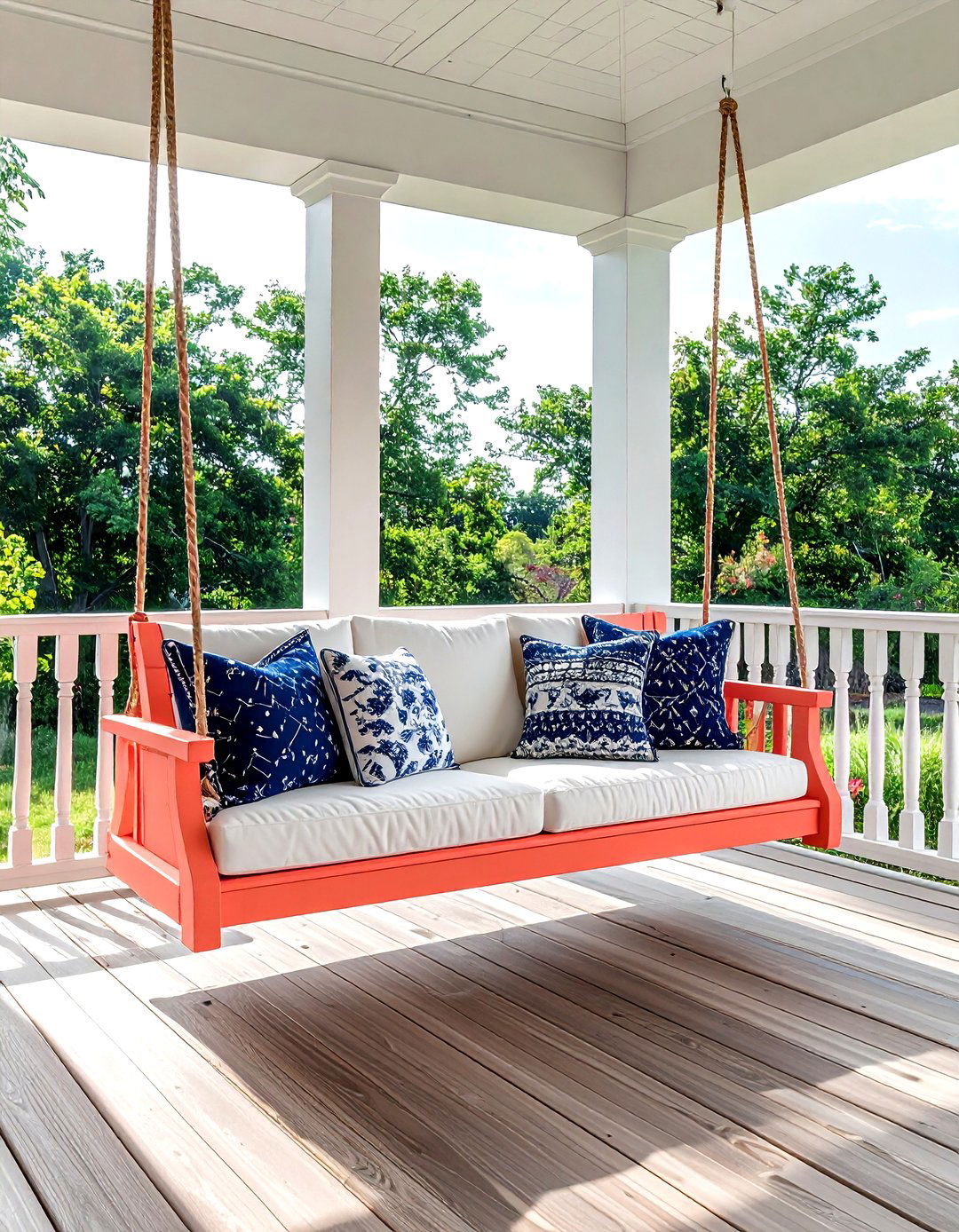 Coral porch swing - 30 coral decor ideas
