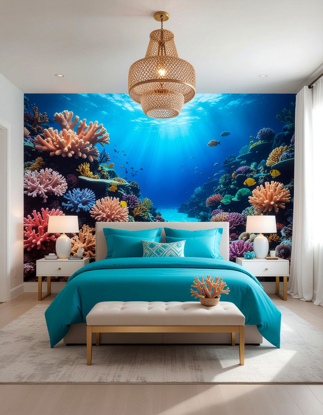 Coral reef mural - 30 underwater bedroom ideas