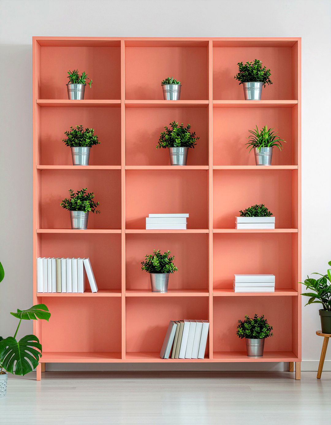 Coral shelving - 30 coral living room ideas