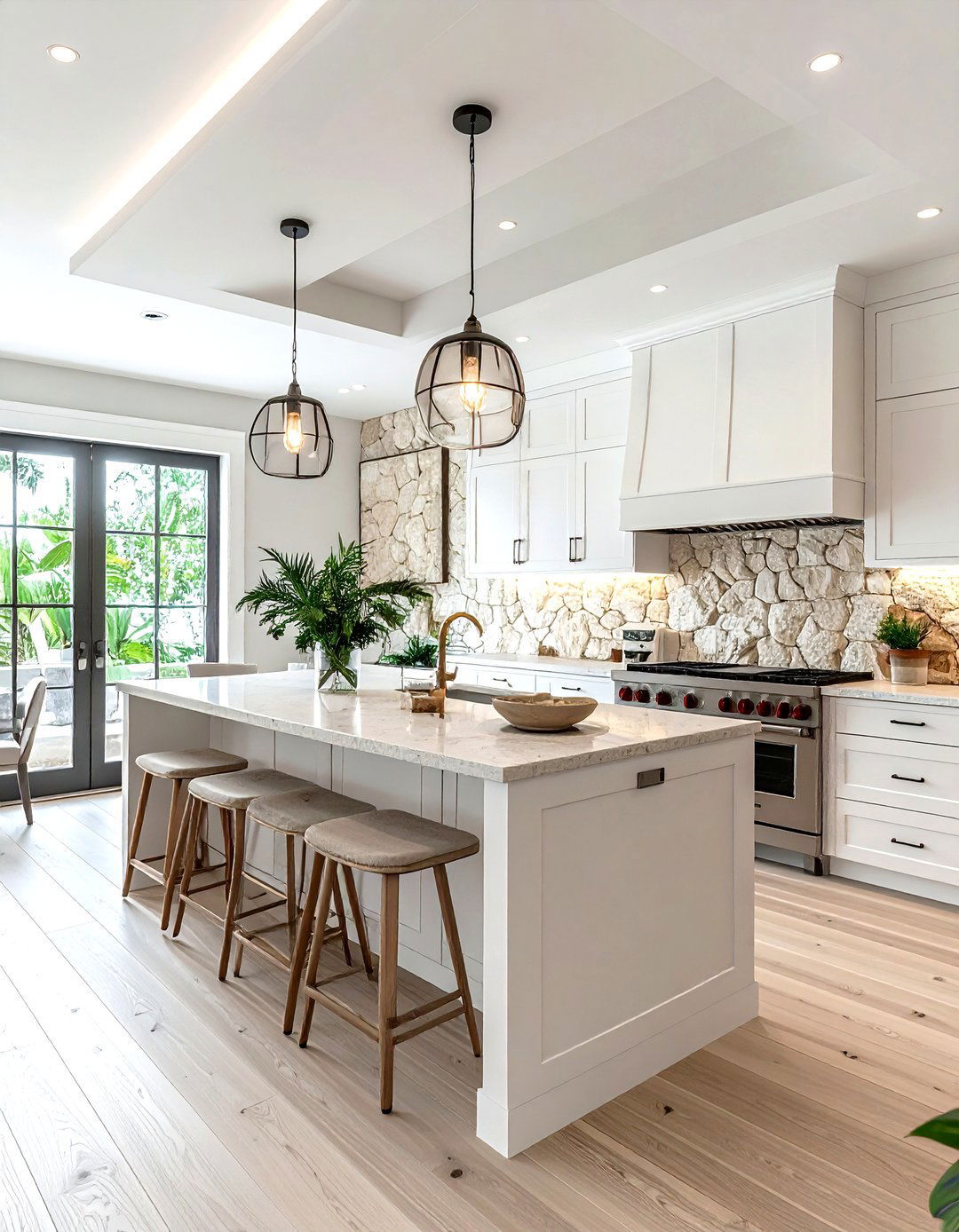 Coral stone kitchen wall - 30 kitchen stone wall ideas