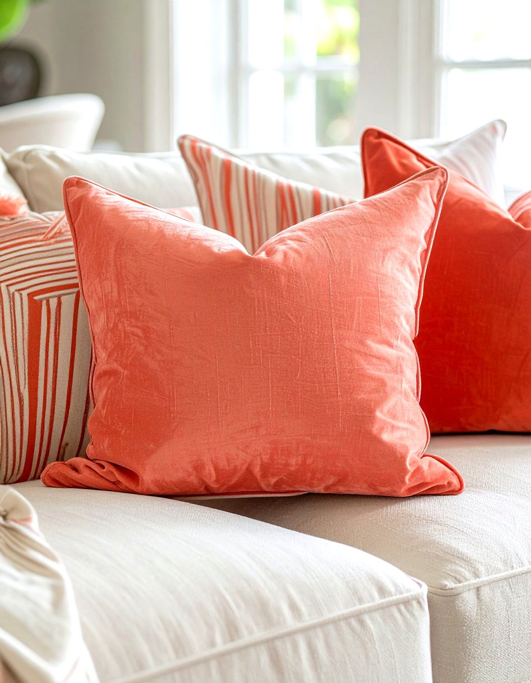 Coral throw pillows - 30 coral decor ideas