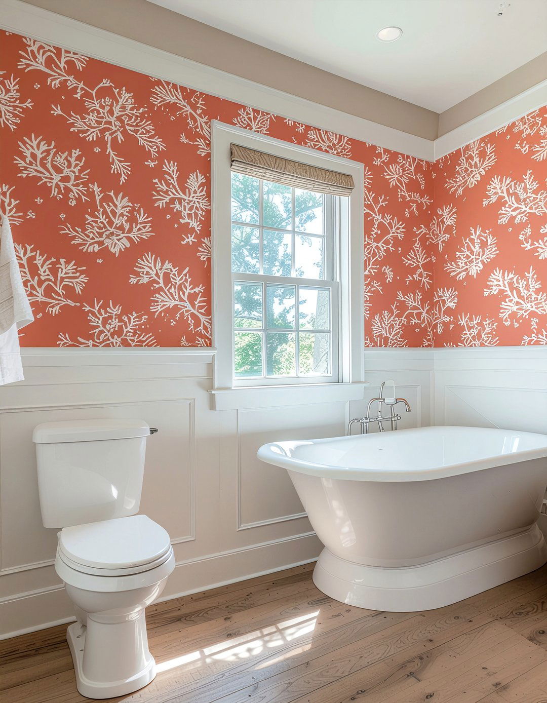 Coral wallpaper bathroom - 30 coral bathroom ideas