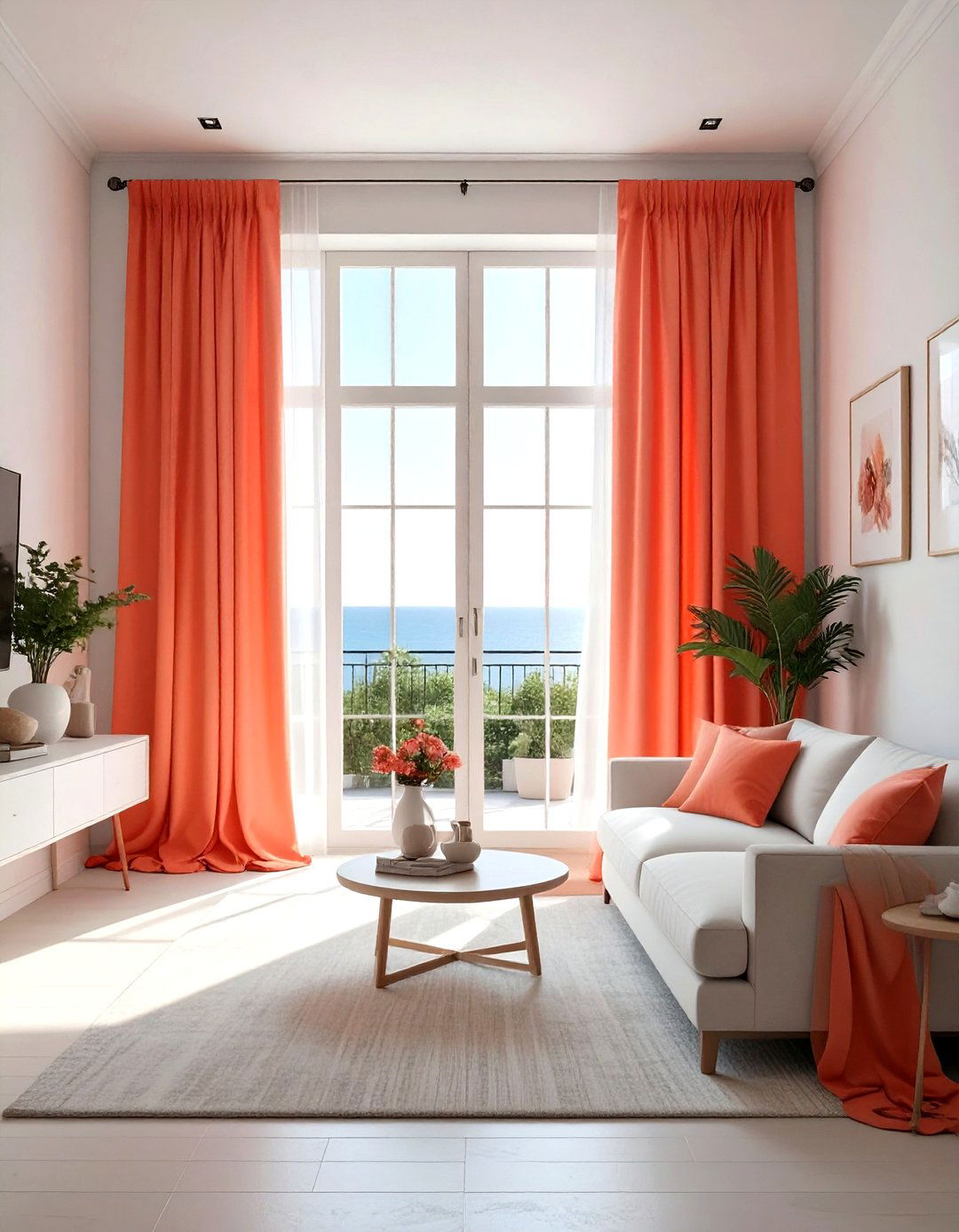 Coral window curtains - 30 coral decor ideas