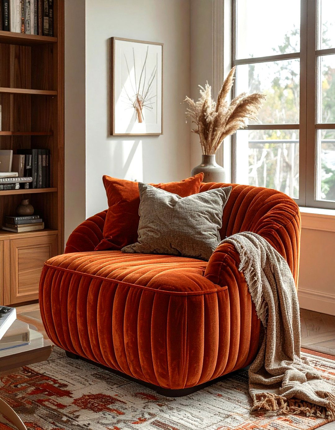 Corduroy Accent Seating - 30 soft texture living room ideas