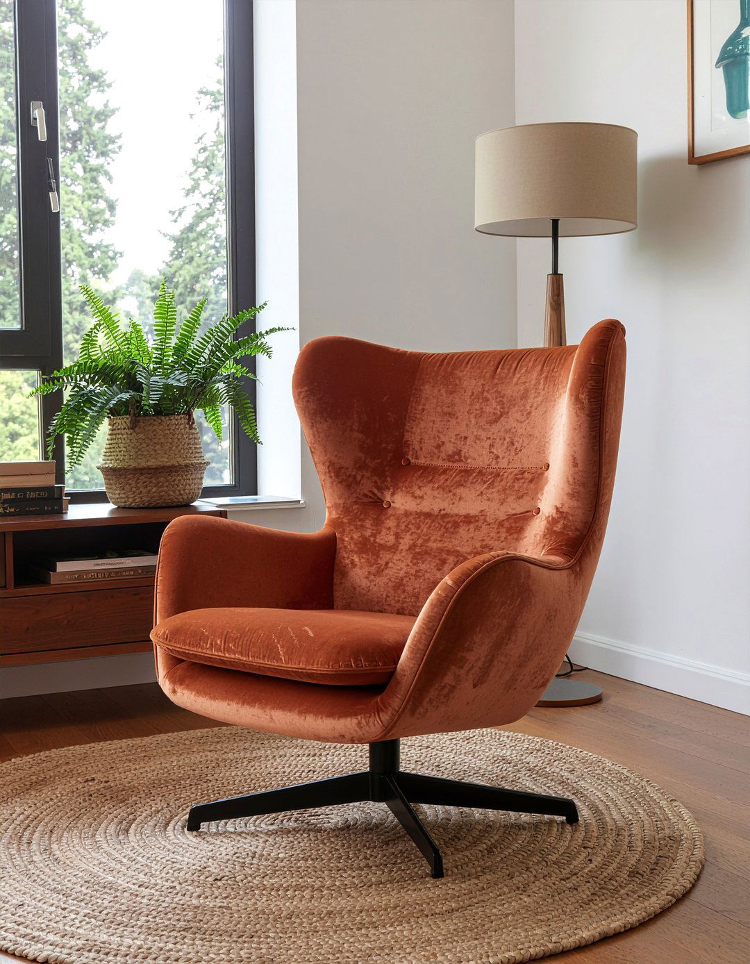 Corduroy Swivel Chair - 30 living room retro furniture ideas