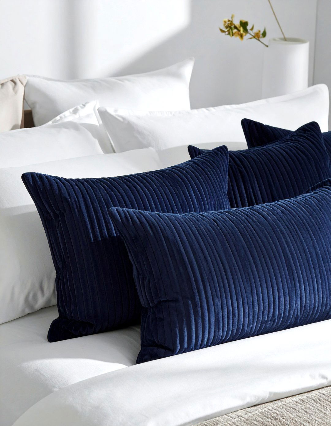 Corduroy pillows - 30 soft texture bedroom ideas