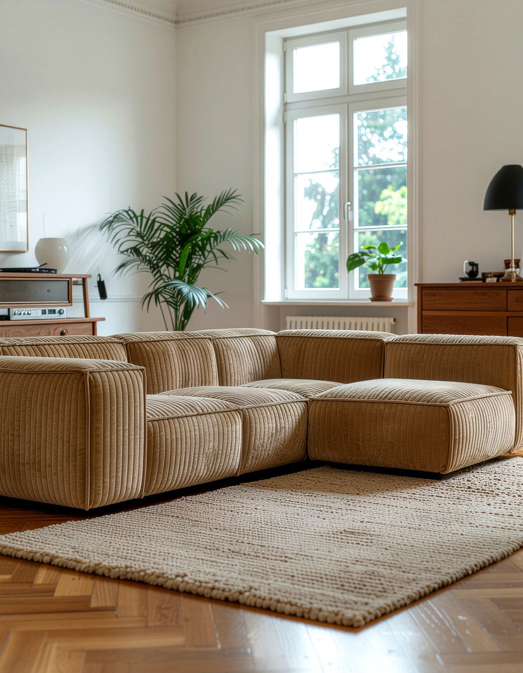 Corduroy u shaped sofa living room - 30 U-shaped sofa living room ideas