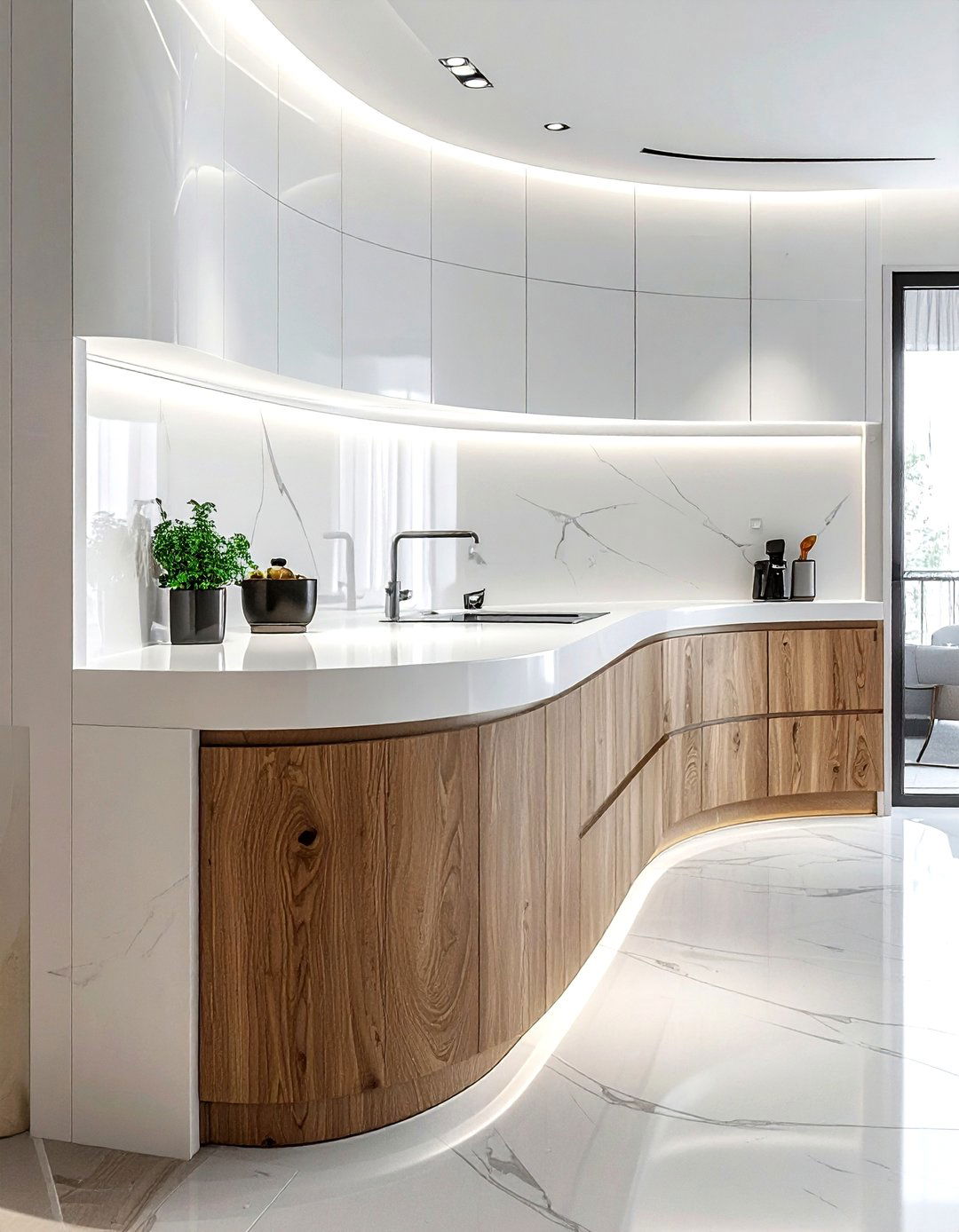 Corian Coved Backsplash - 30 Corian kitchen ideas