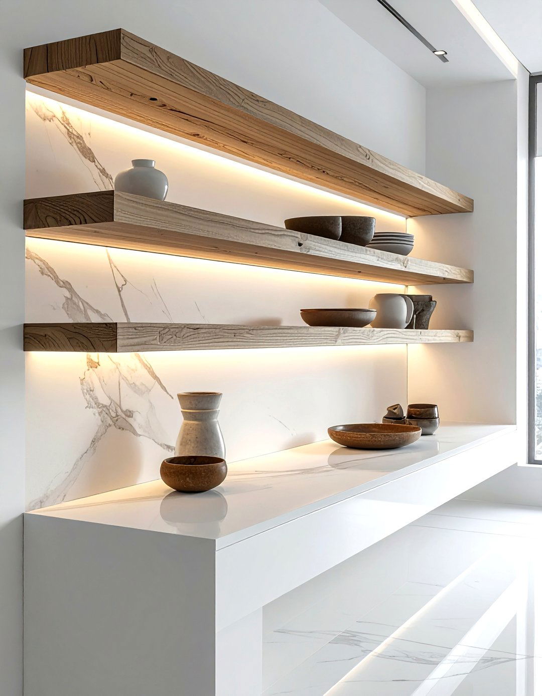 Corian Floating Shelf - 30 Corian kitchen ideas